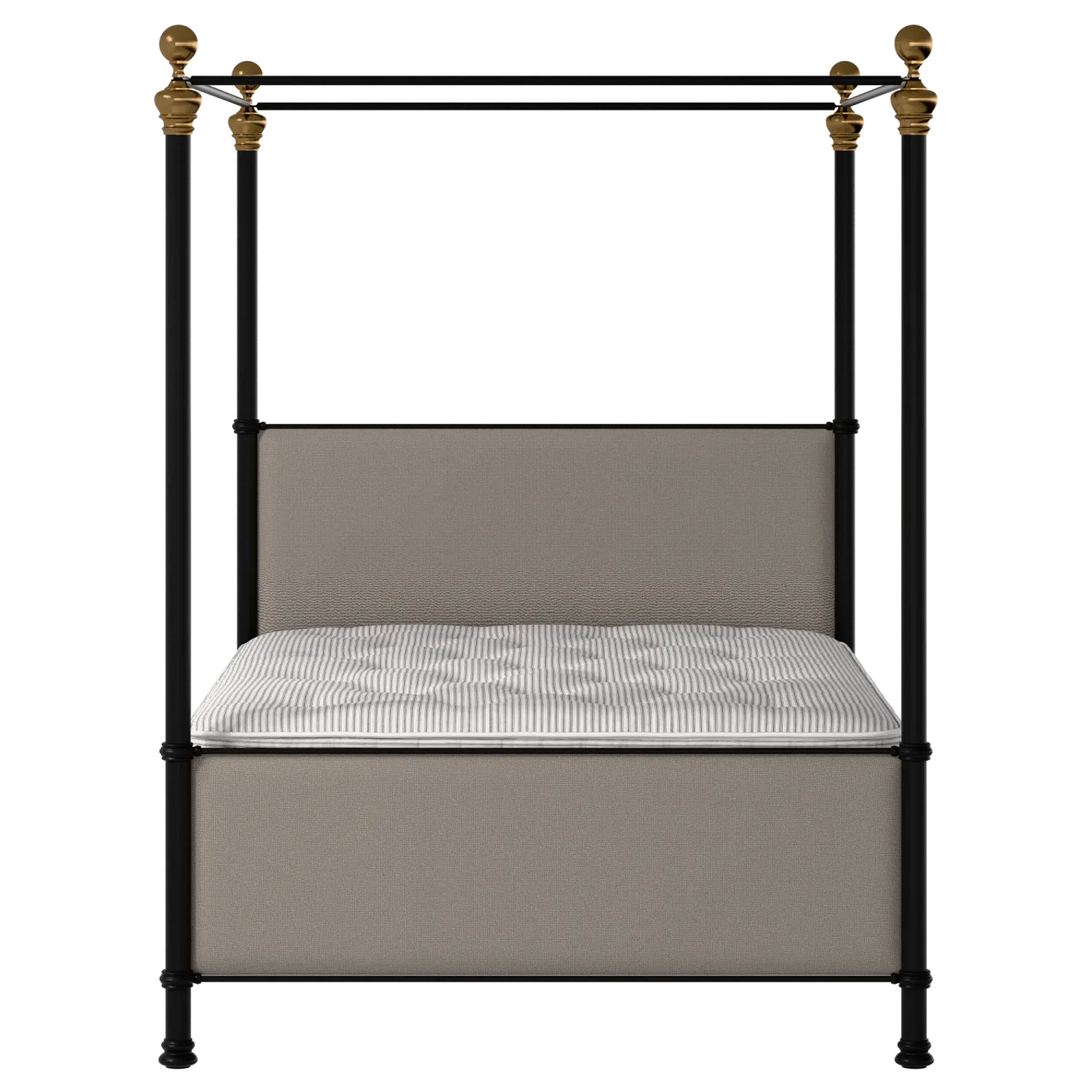 Riviere iron/metal upholstered bed in black with storm grey fabric