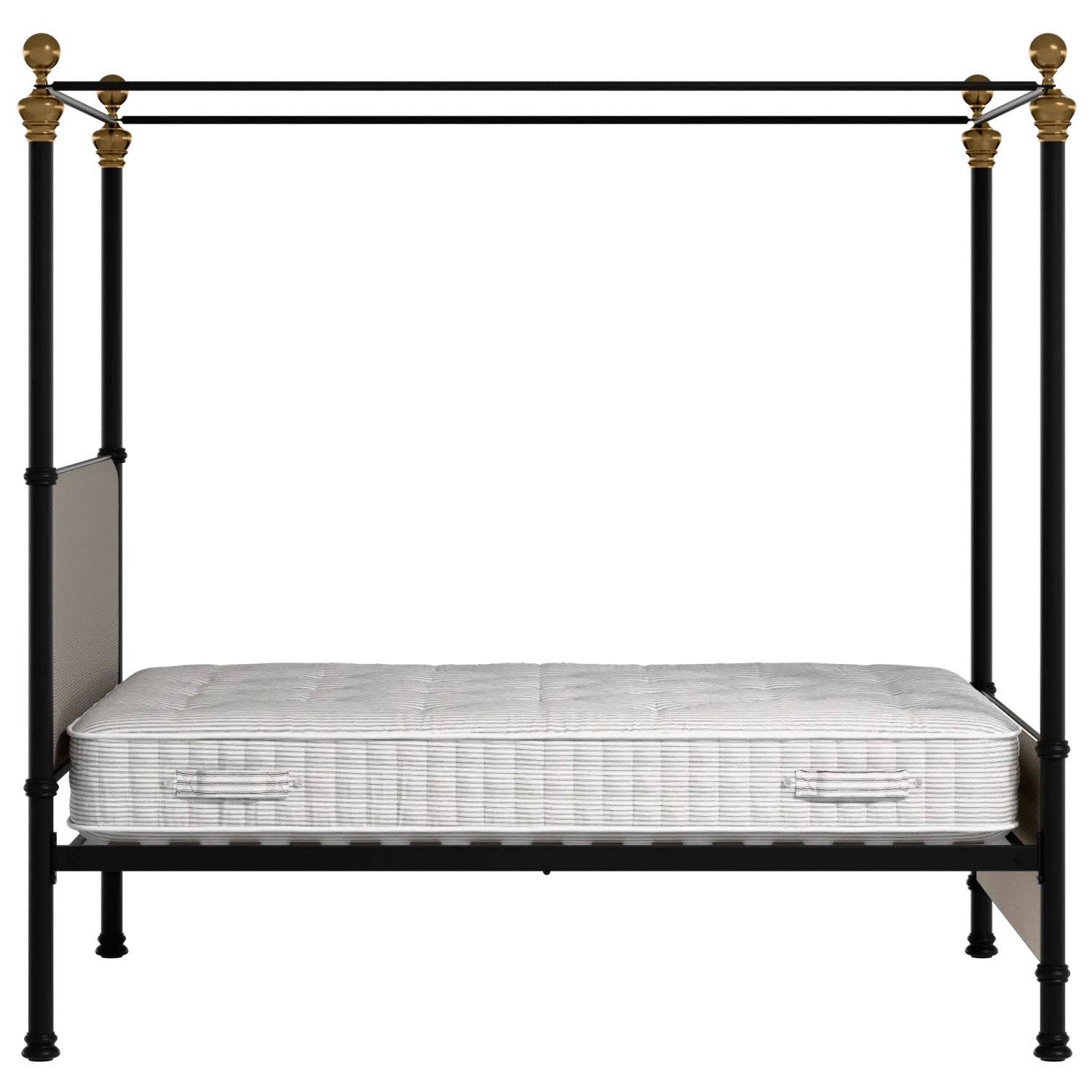Riviere iron/metal upholstered bed in black with storm grey fabric