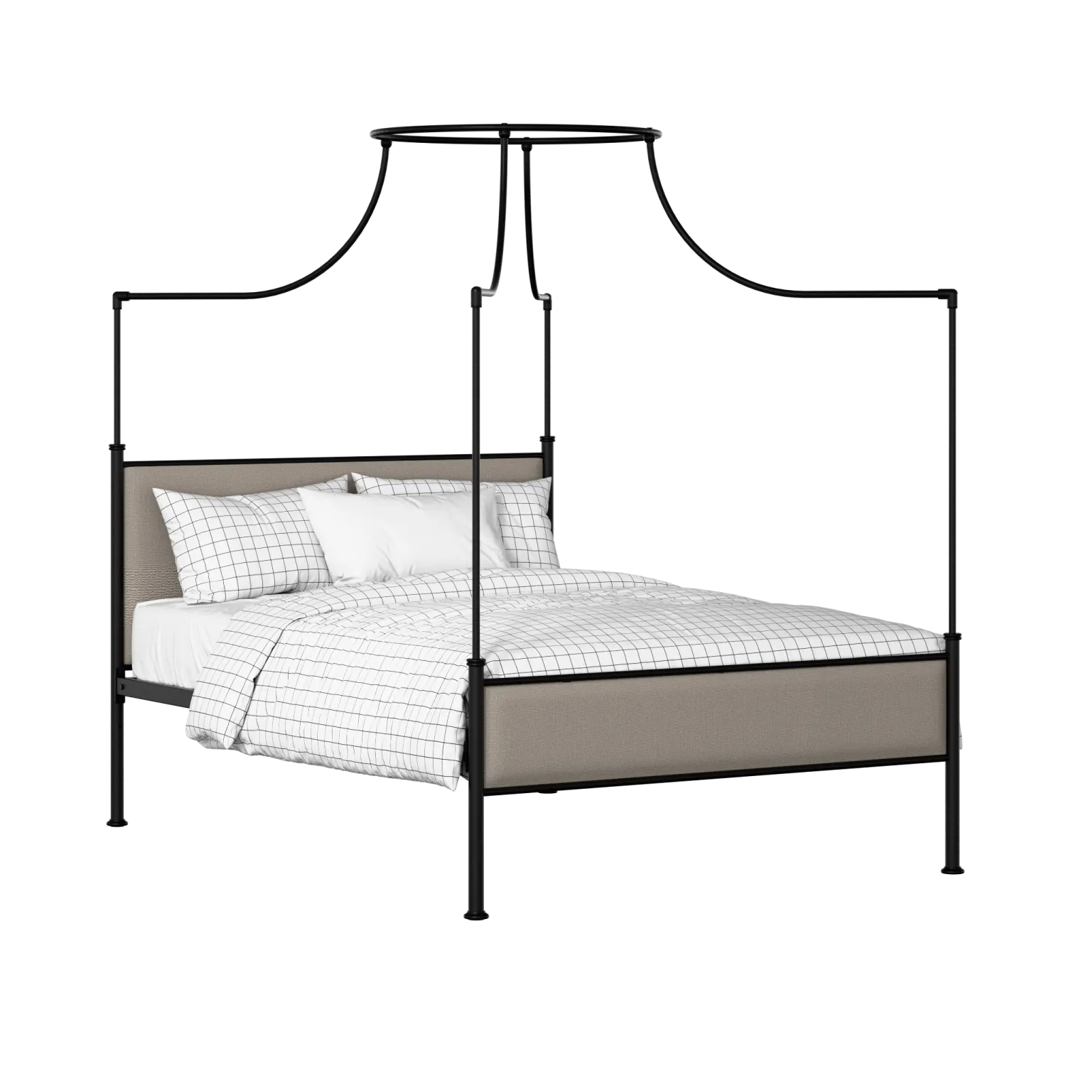 Waterloo Slim iron/metal upholstered bed in black with storm grey fabric