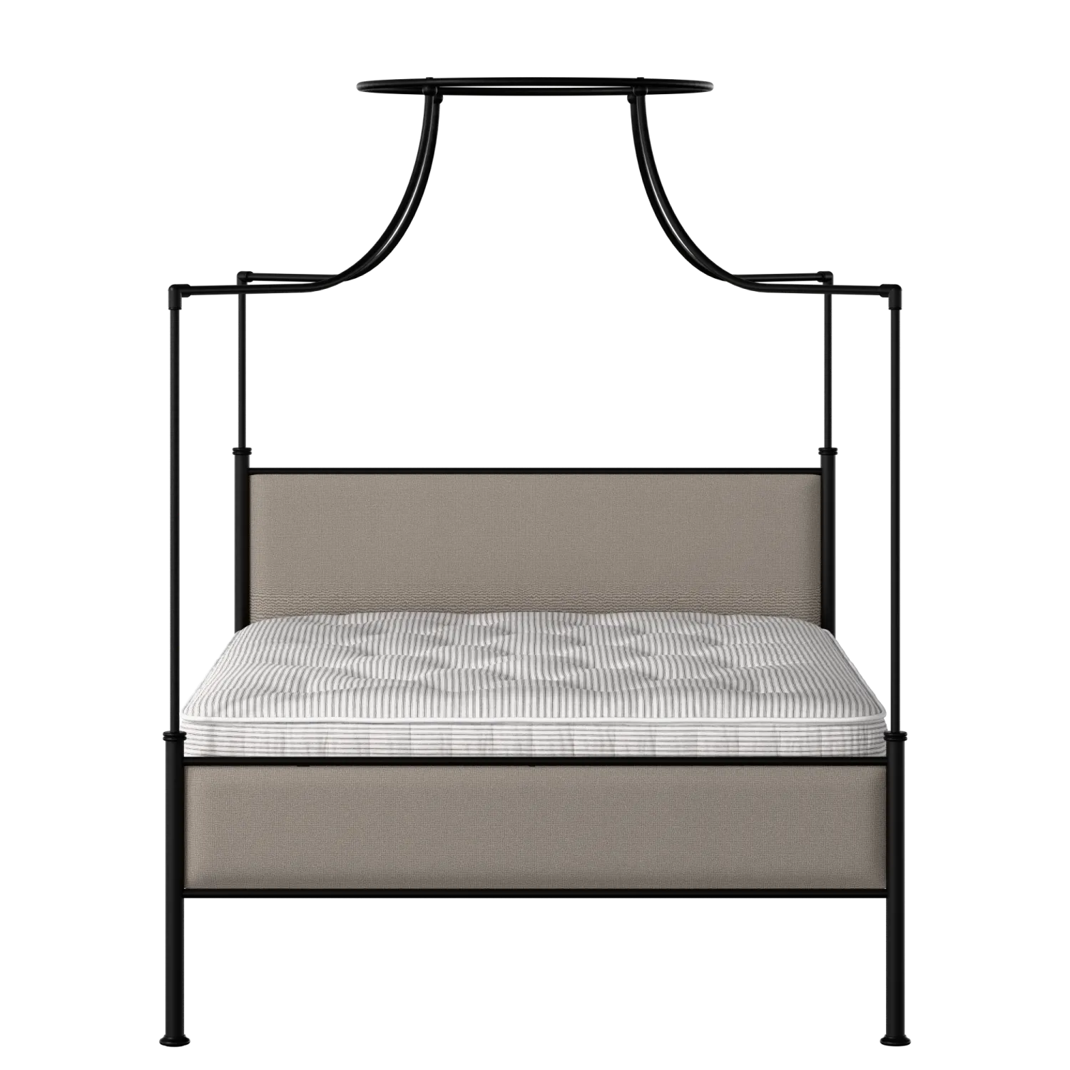 Waterloo Slim iron/metal upholstered bed in black with storm grey fabric