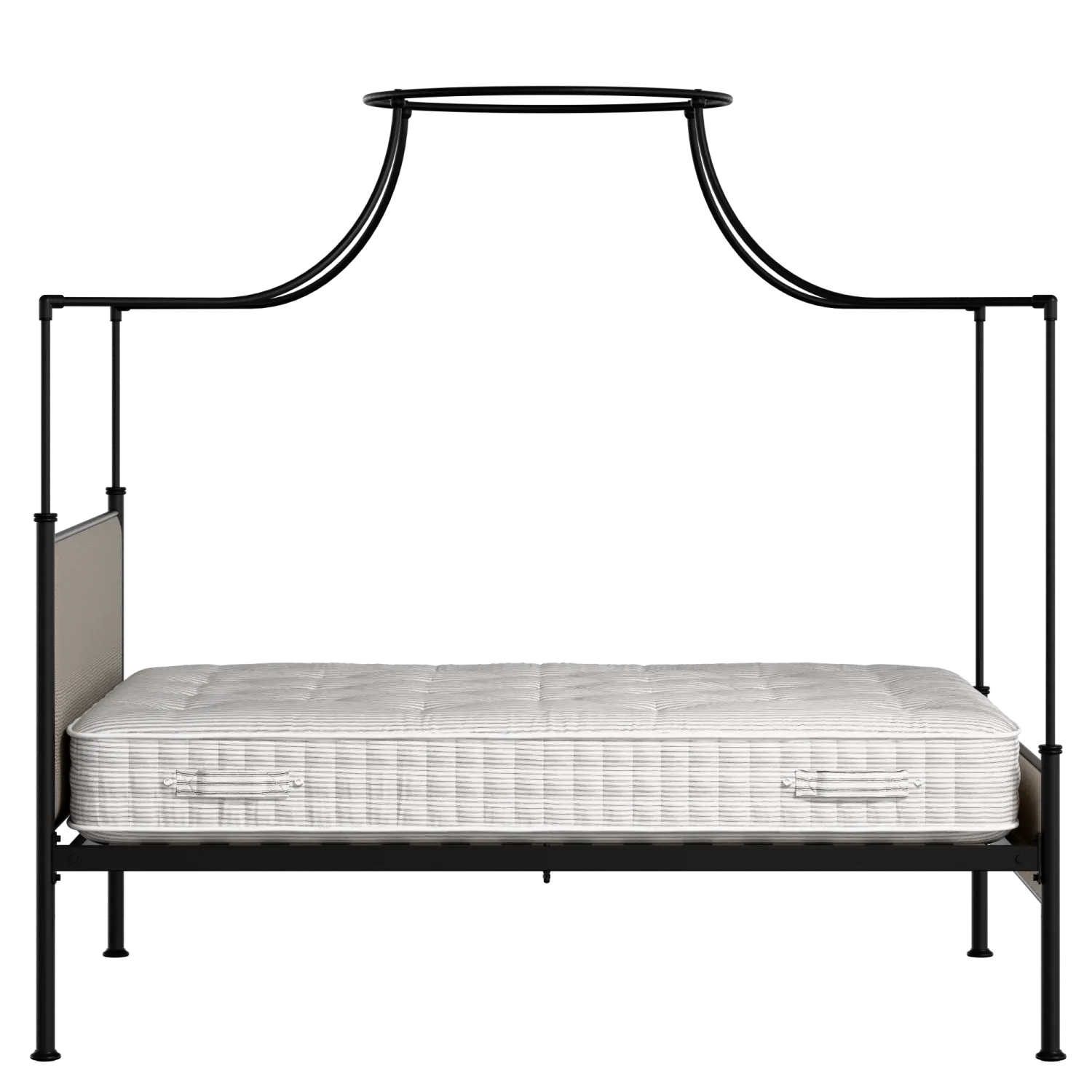 Waterloo Slim iron/metal upholstered bed in black with storm grey fabric