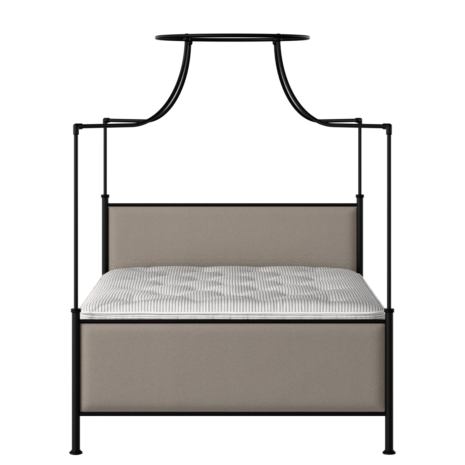Waterloo iron/metal upholstered bed in black with storm grey fabric