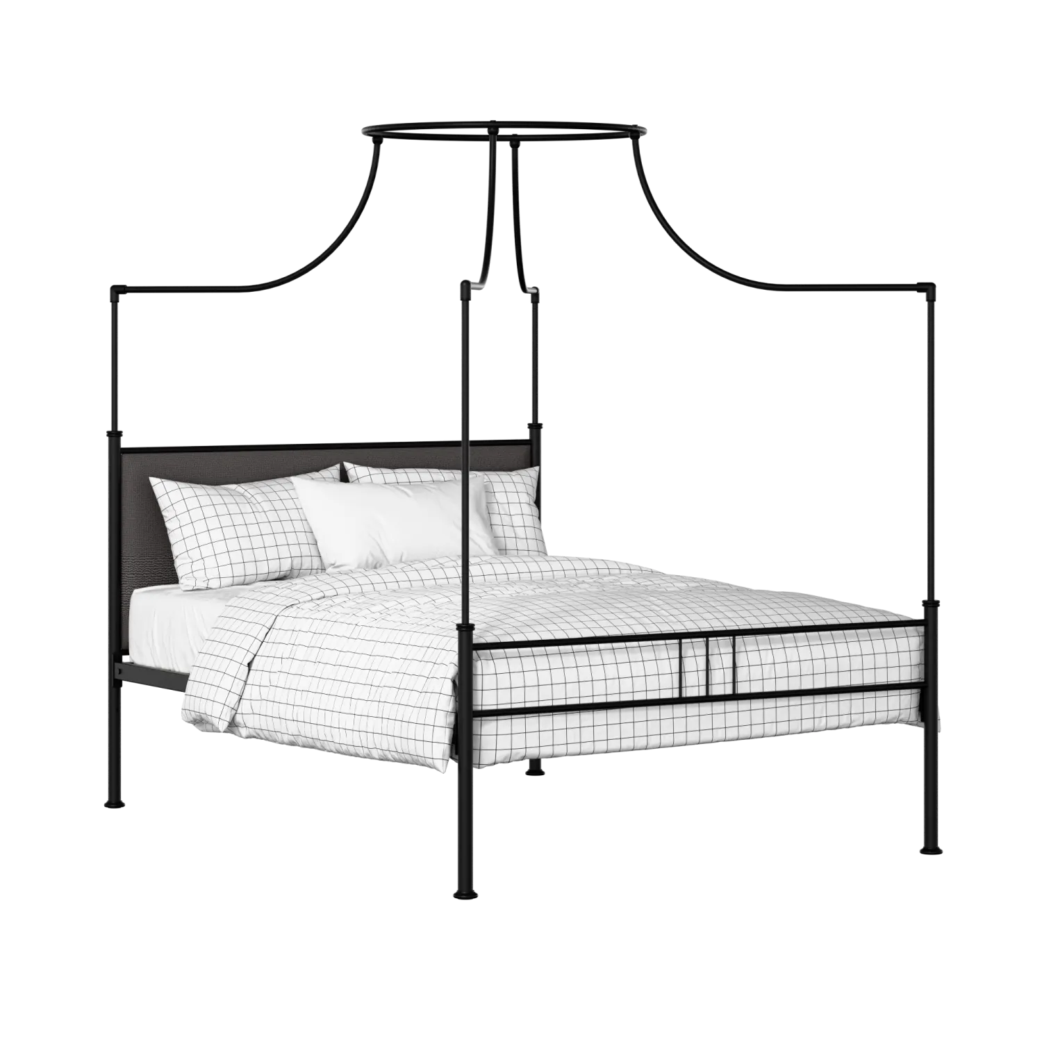 Waterloo Zero iron/metal upholstered bed in black with iron fabric