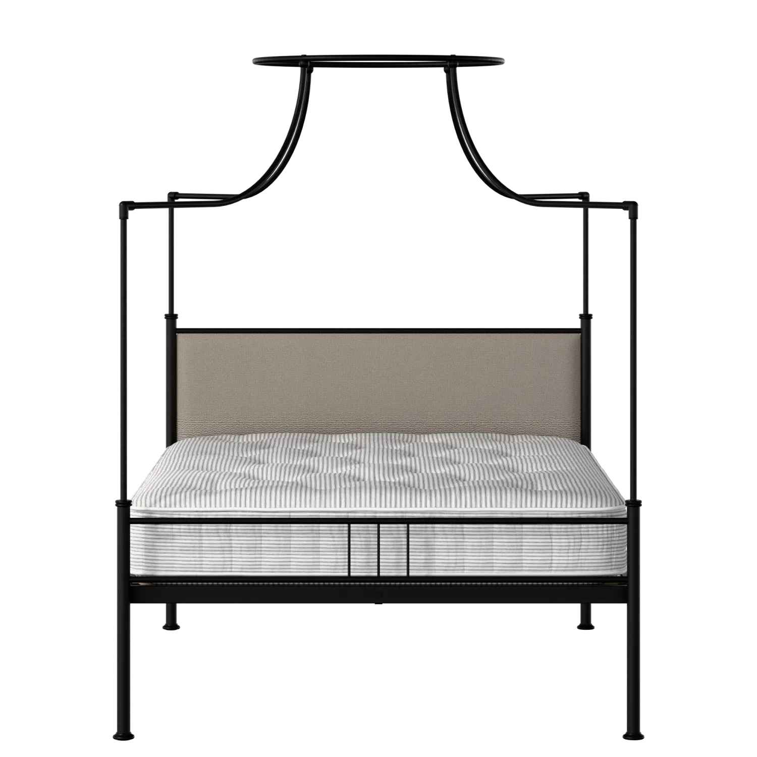 Waterloo Zero iron/metal upholstered bed in black with storm grey fabric
