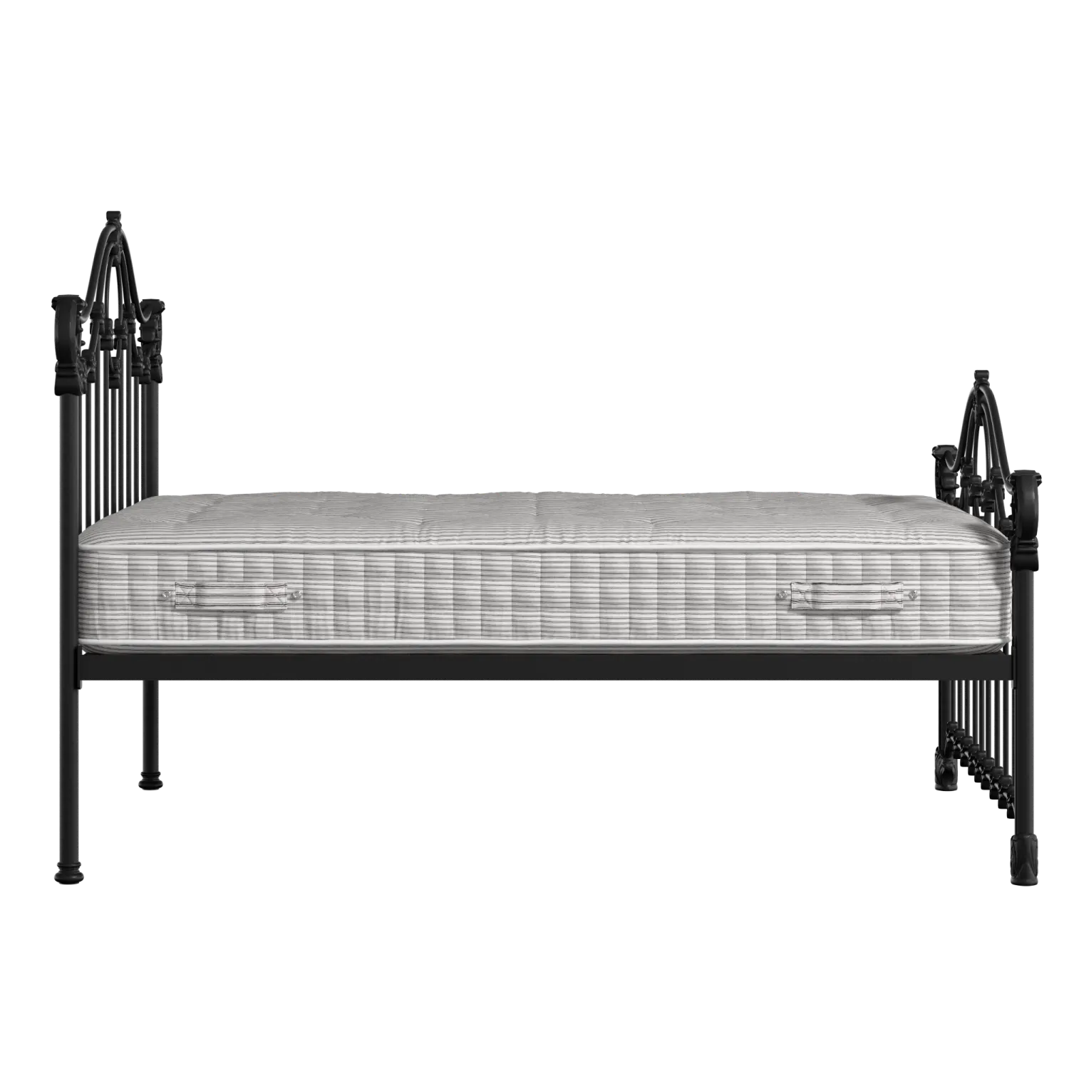 Alva iron/metal bed in black with Juno mattress