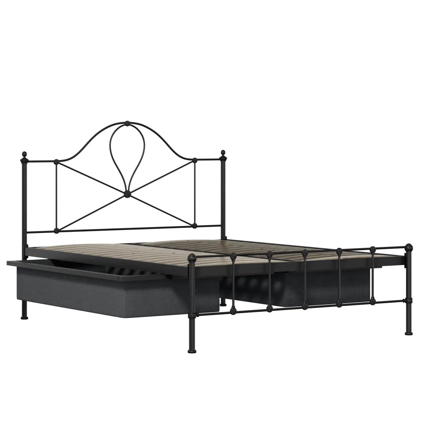 Athena iron/metal bed in black with drawers
