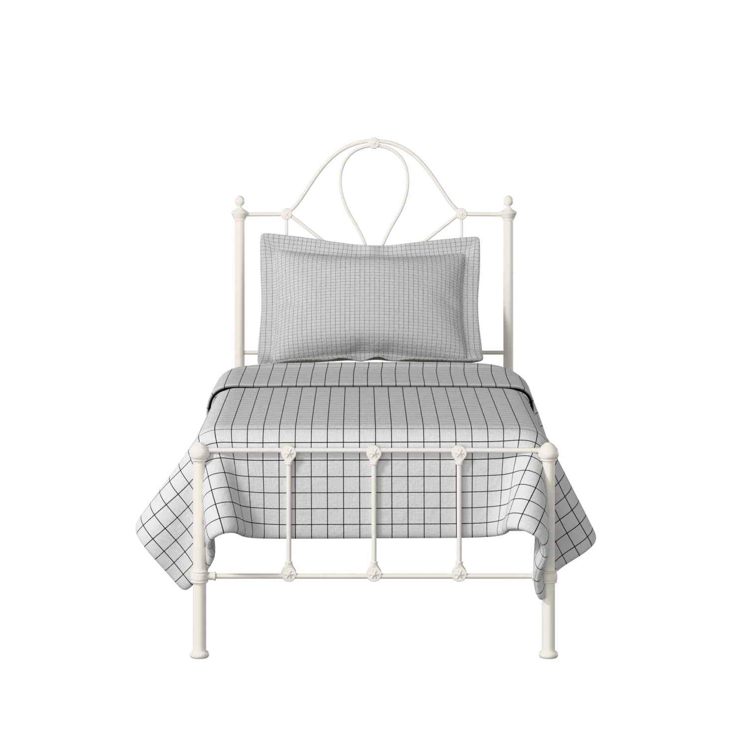 Athena iron/metal single bed in ivory