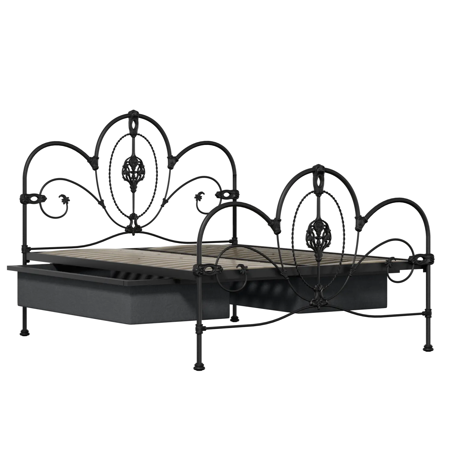 Ballina iron/metal bed in black with drawers