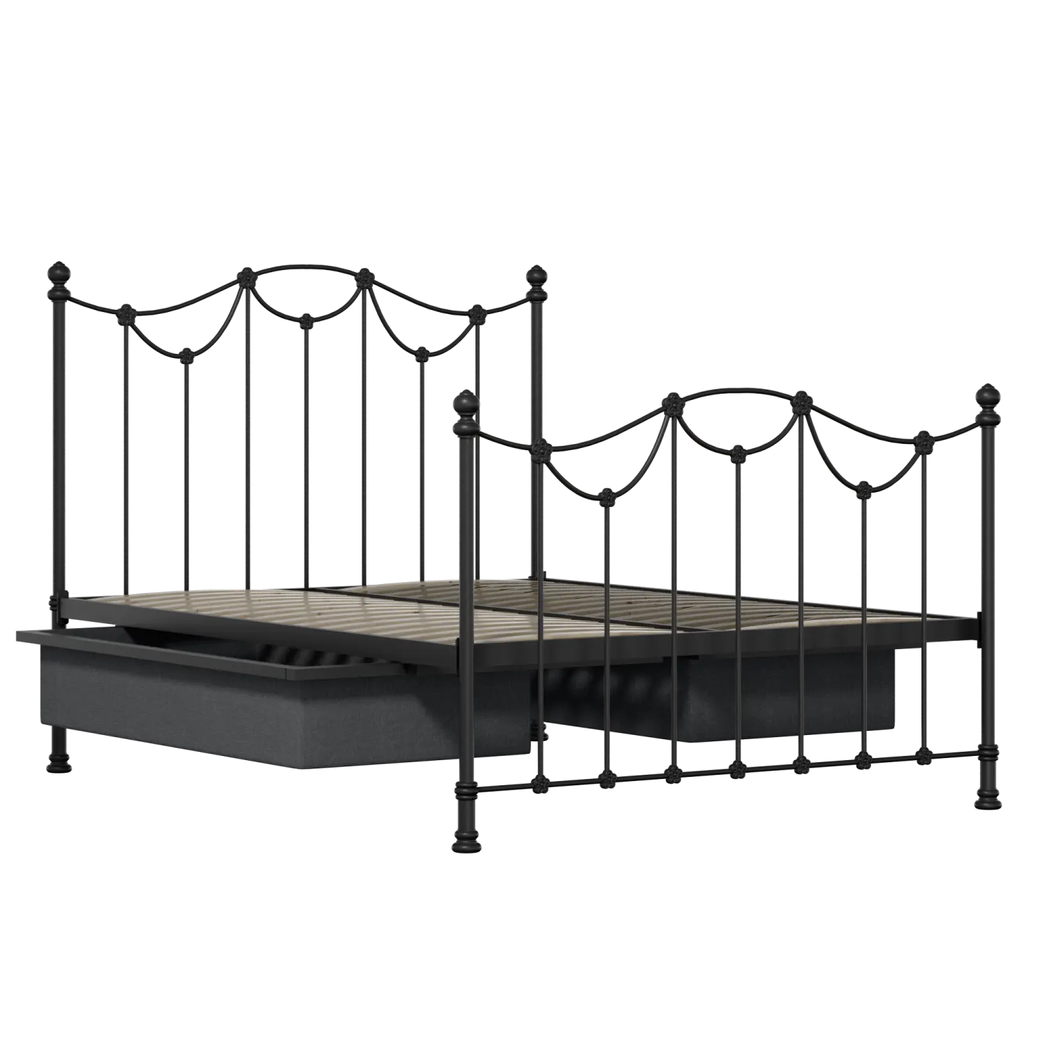 Carie ijzeren bed in zwart met lades