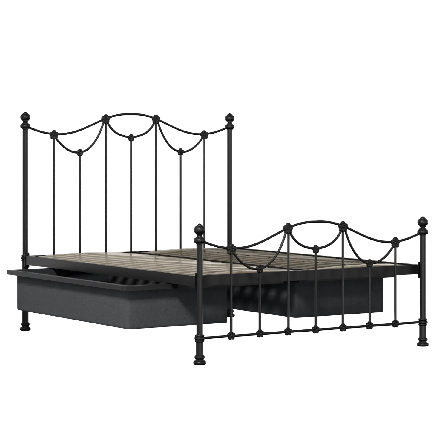 Carie Low Footend Metallbett in Schwarz mit Schubladen