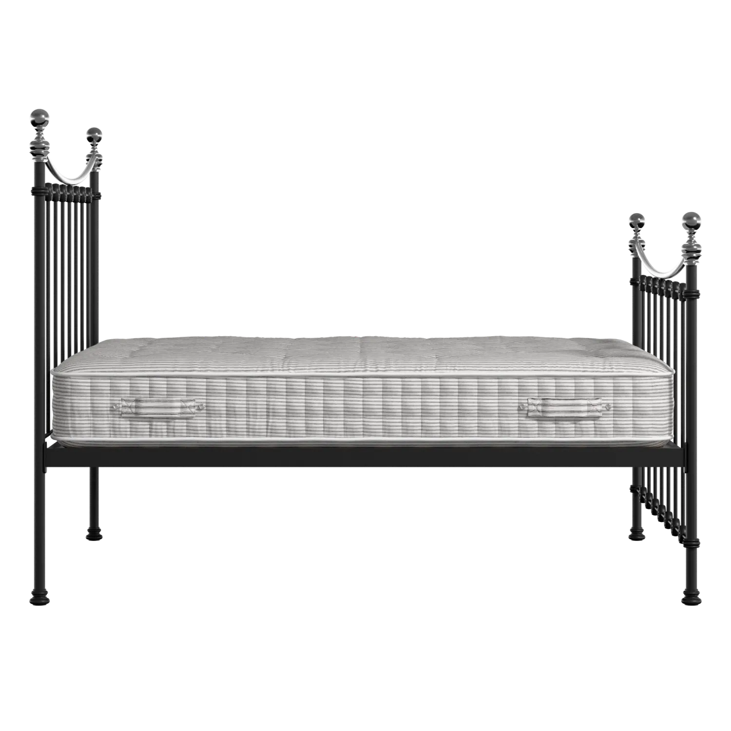 Carrick Chromo iron/metal bed in black with Juno mattress