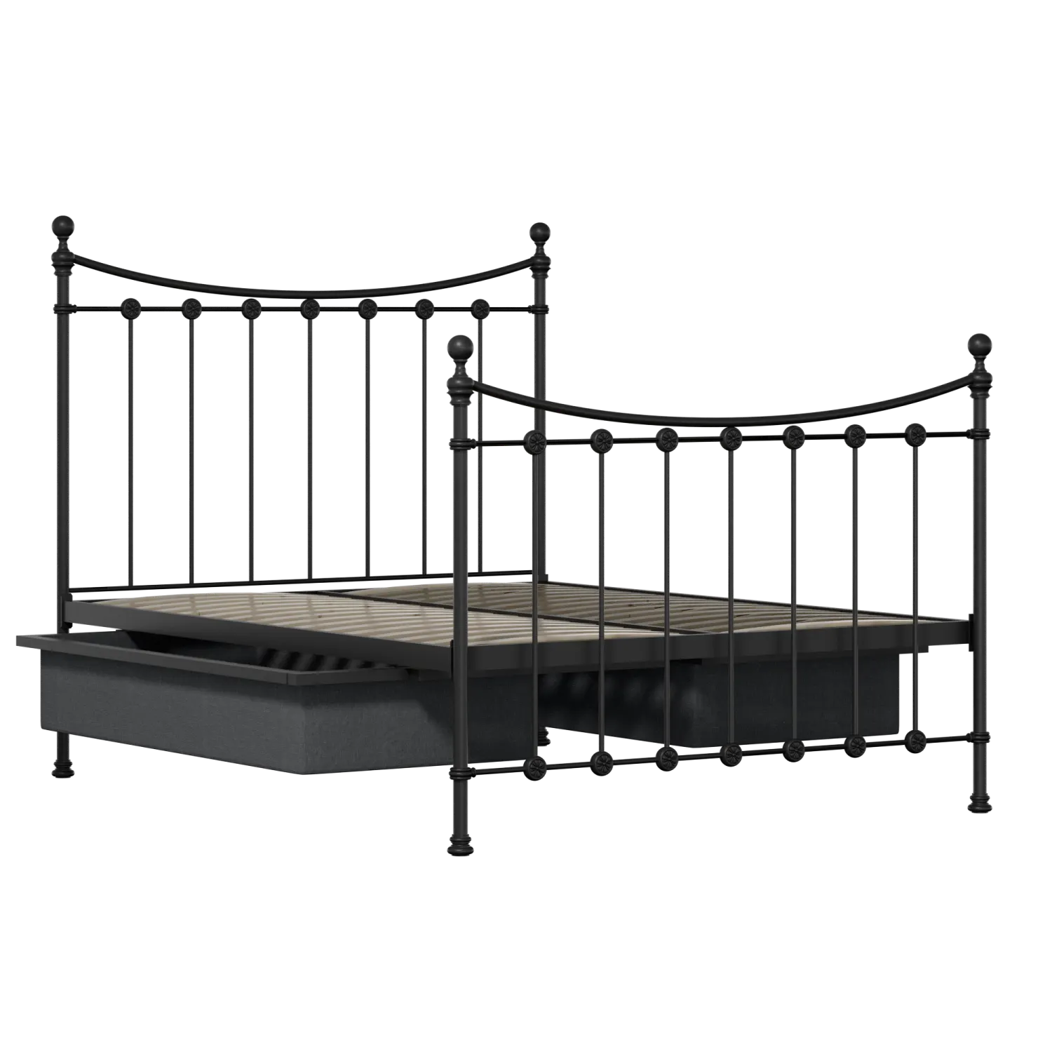 Carrick Solo iron/metal bed in black with drawers