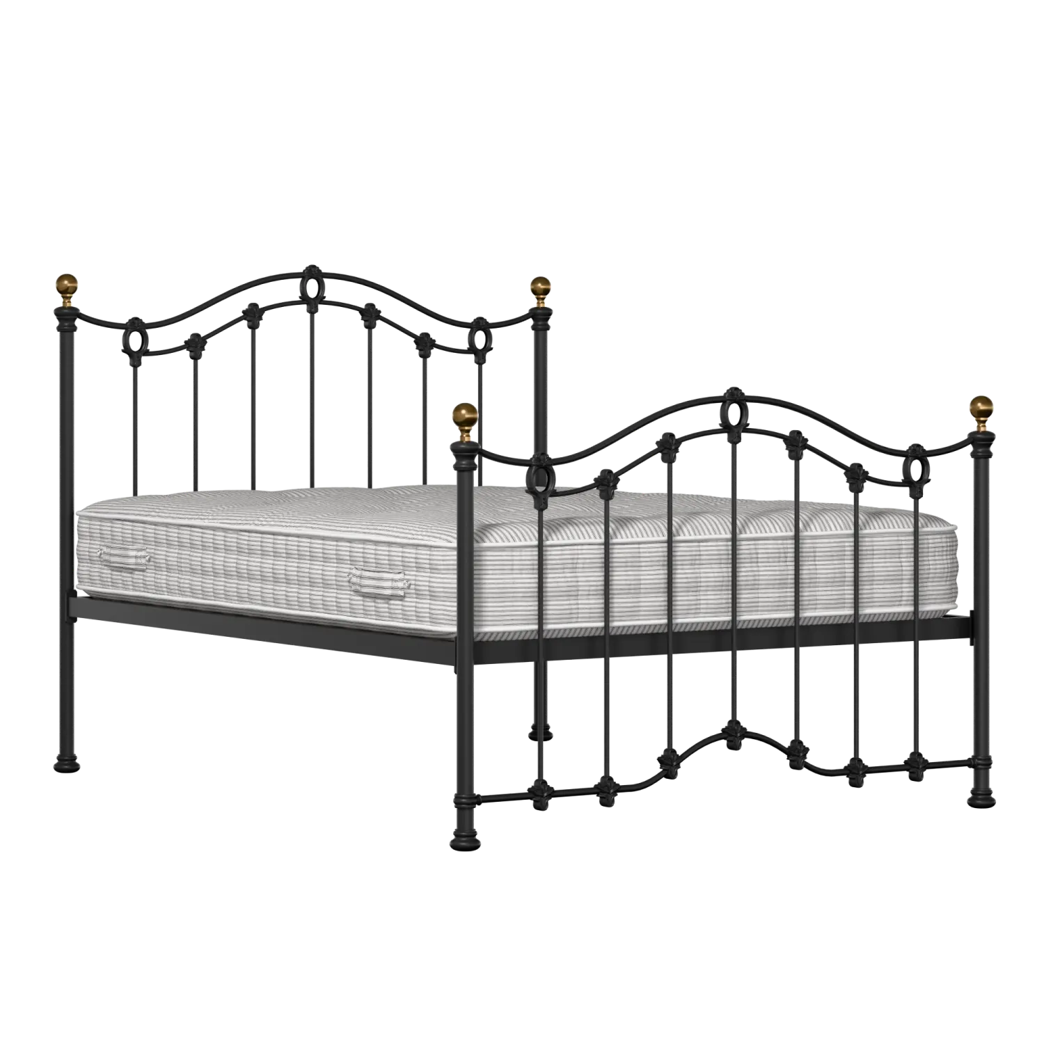 Clarina iron/metal bed in black with Juno mattress