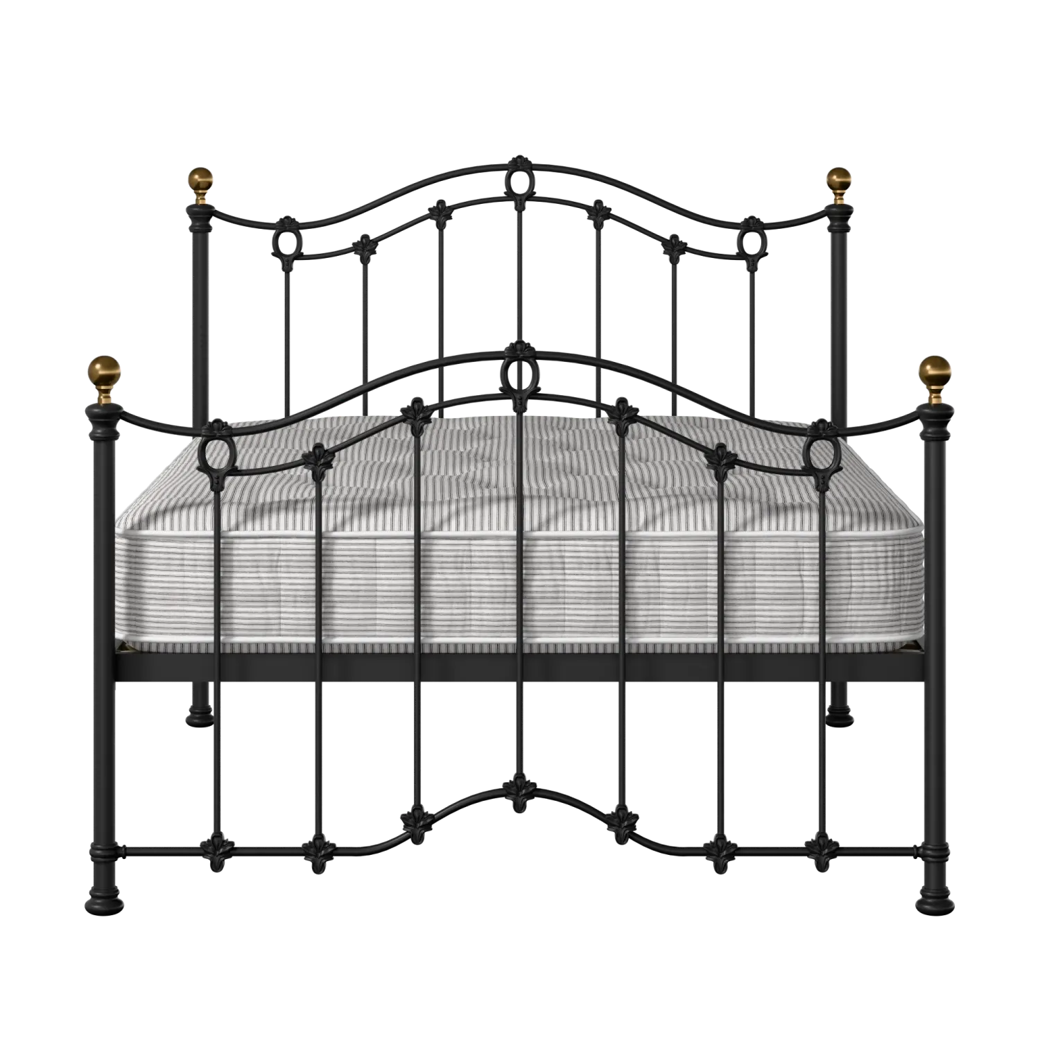 Clarina iron/metal bed in black with Juno mattress