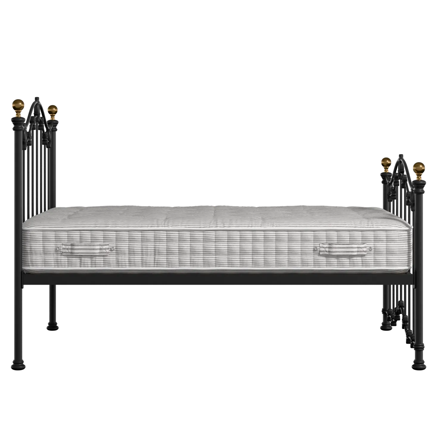 Clarina iron/metal bed in black with Juno mattress