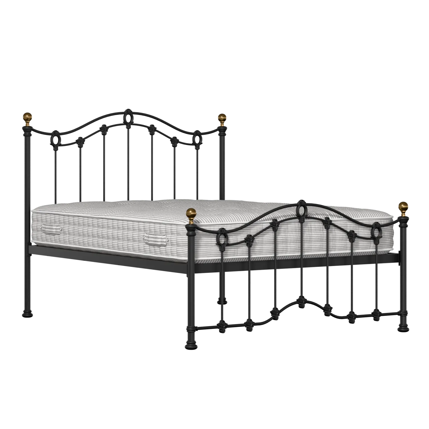 Clarina Low Footend iron/metal bed in black with Juno mattress