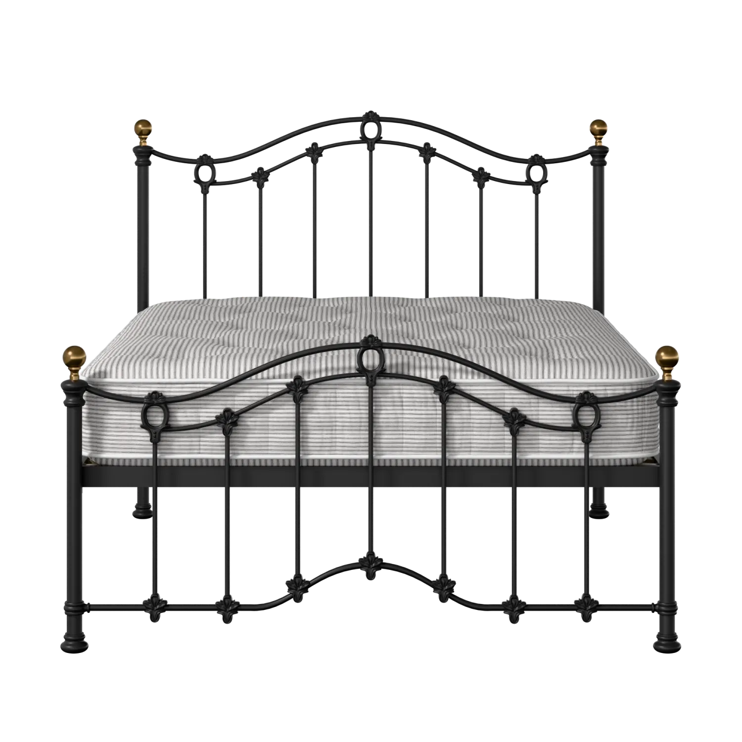 Clarina Low Footend iron/metal bed in black with Juno mattress