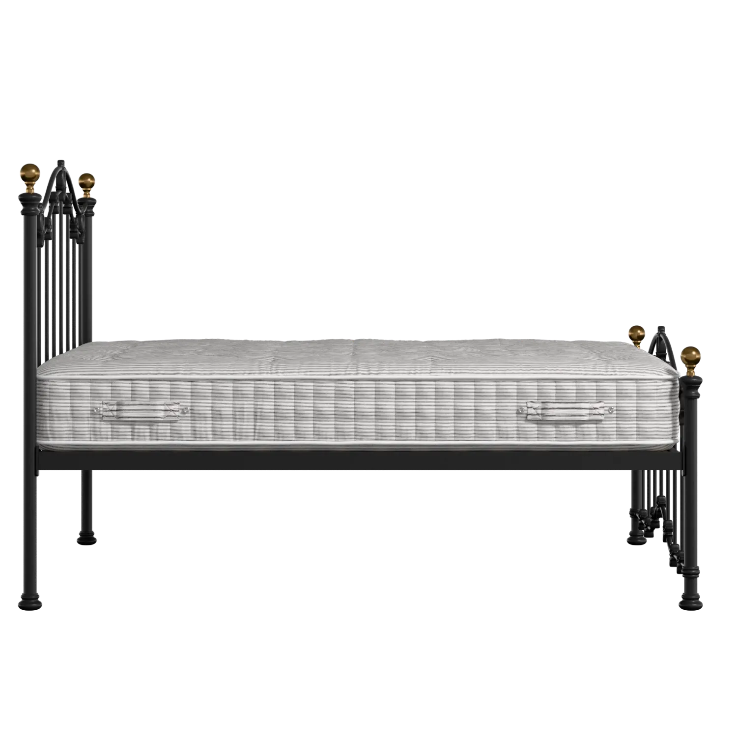 Clarina Low Footend iron/metal bed in black with Juno mattress