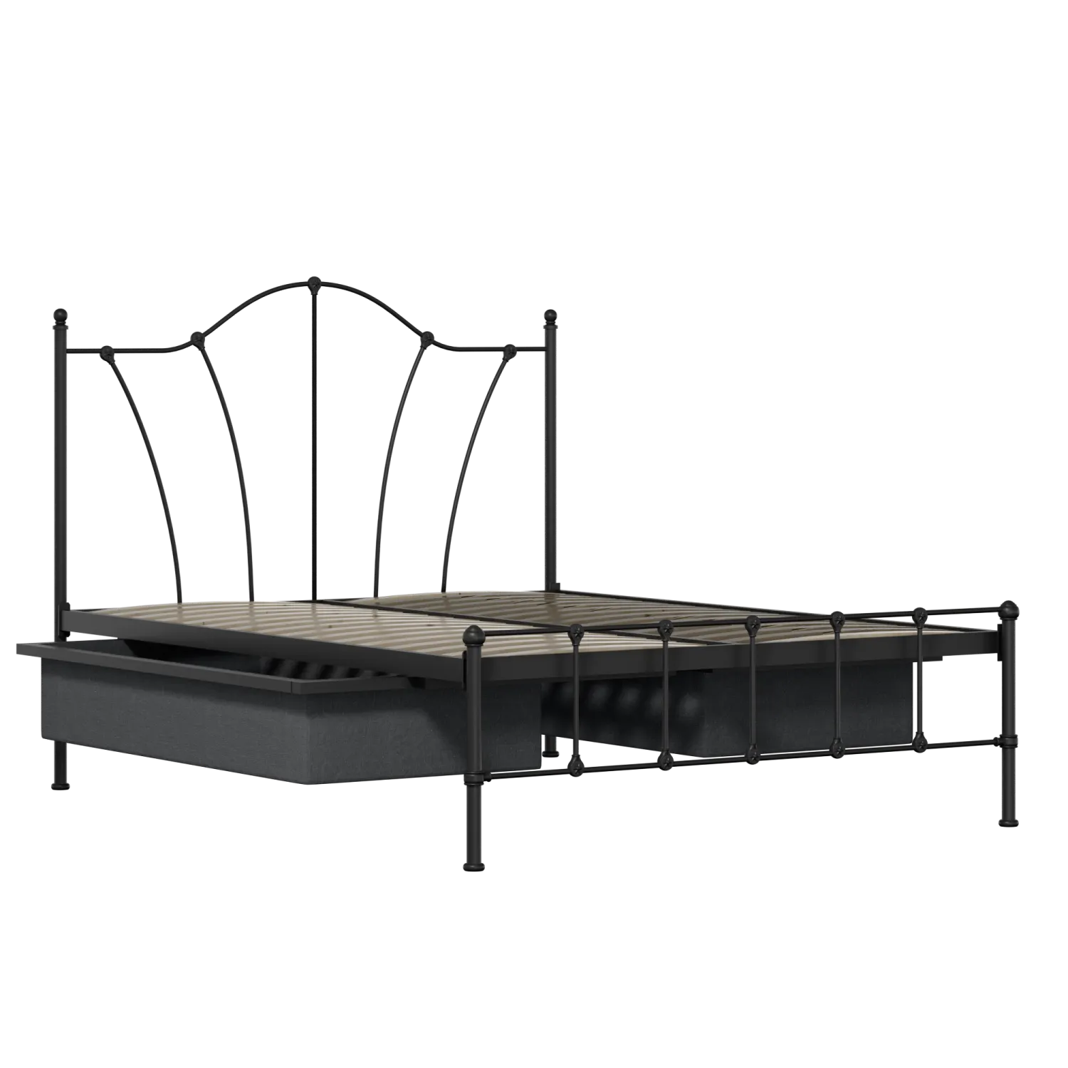 Claudia iron/metal bed in black with drawers
