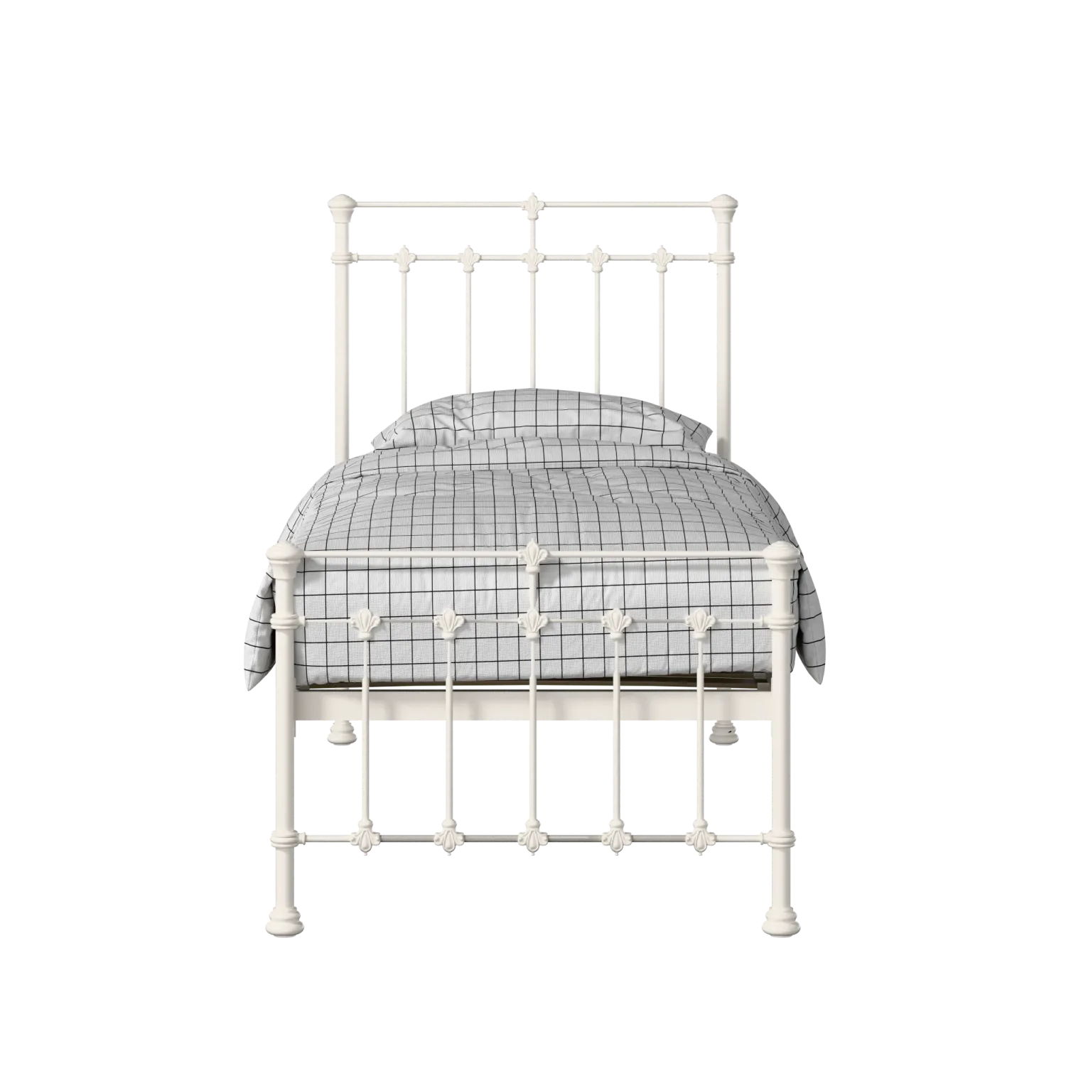 Edwardian iron/metal single bed in ivory