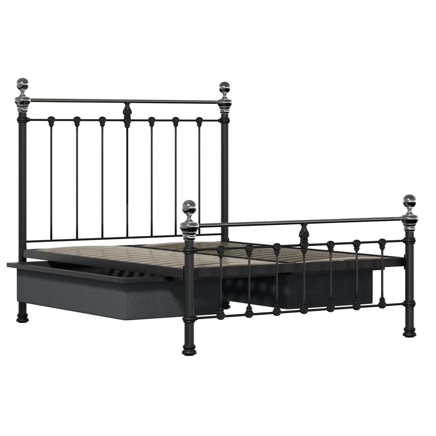 Hamilton Chromo Low Footend letto in metallo nero con cassetti
