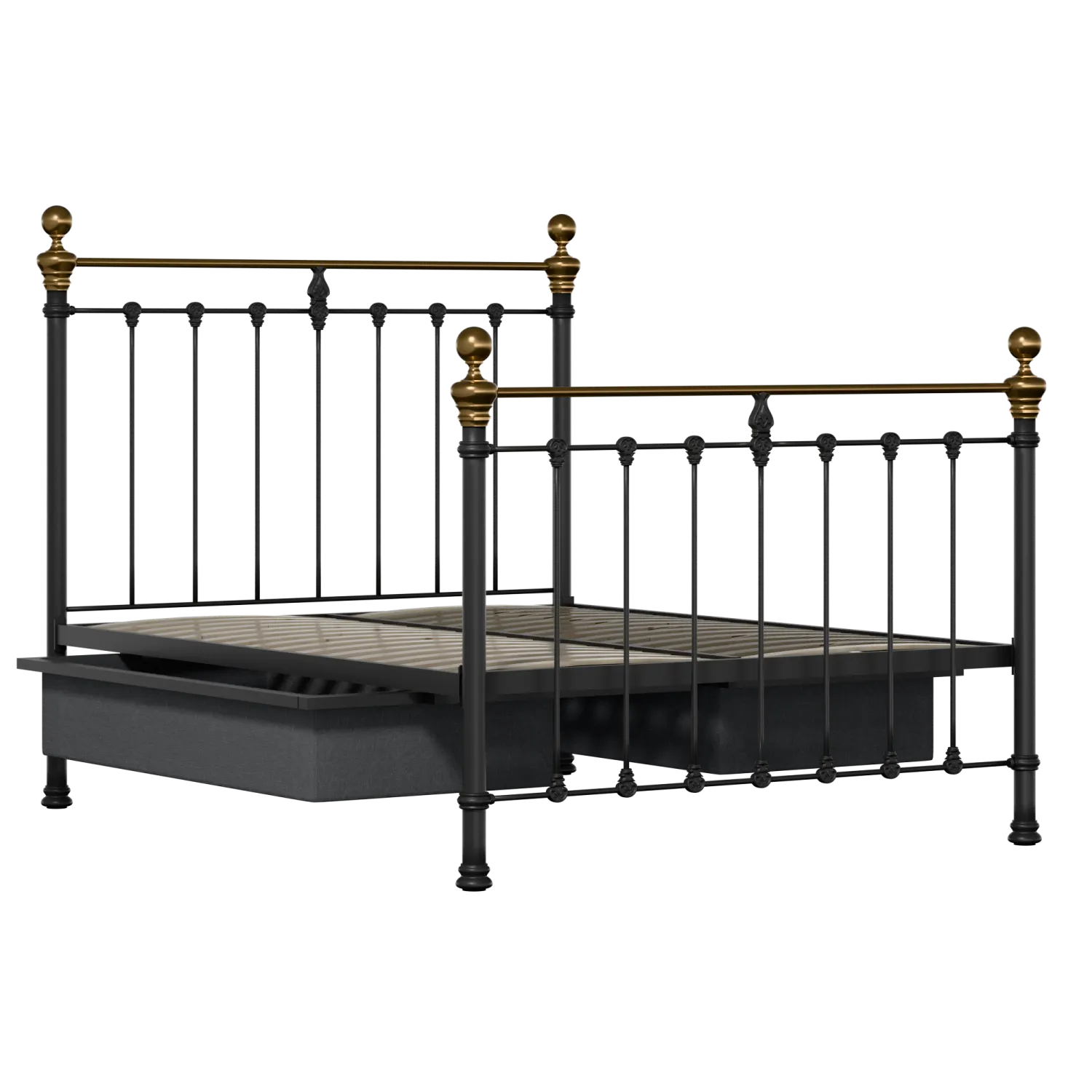 Hamilton iron/metal bed in black with drawers