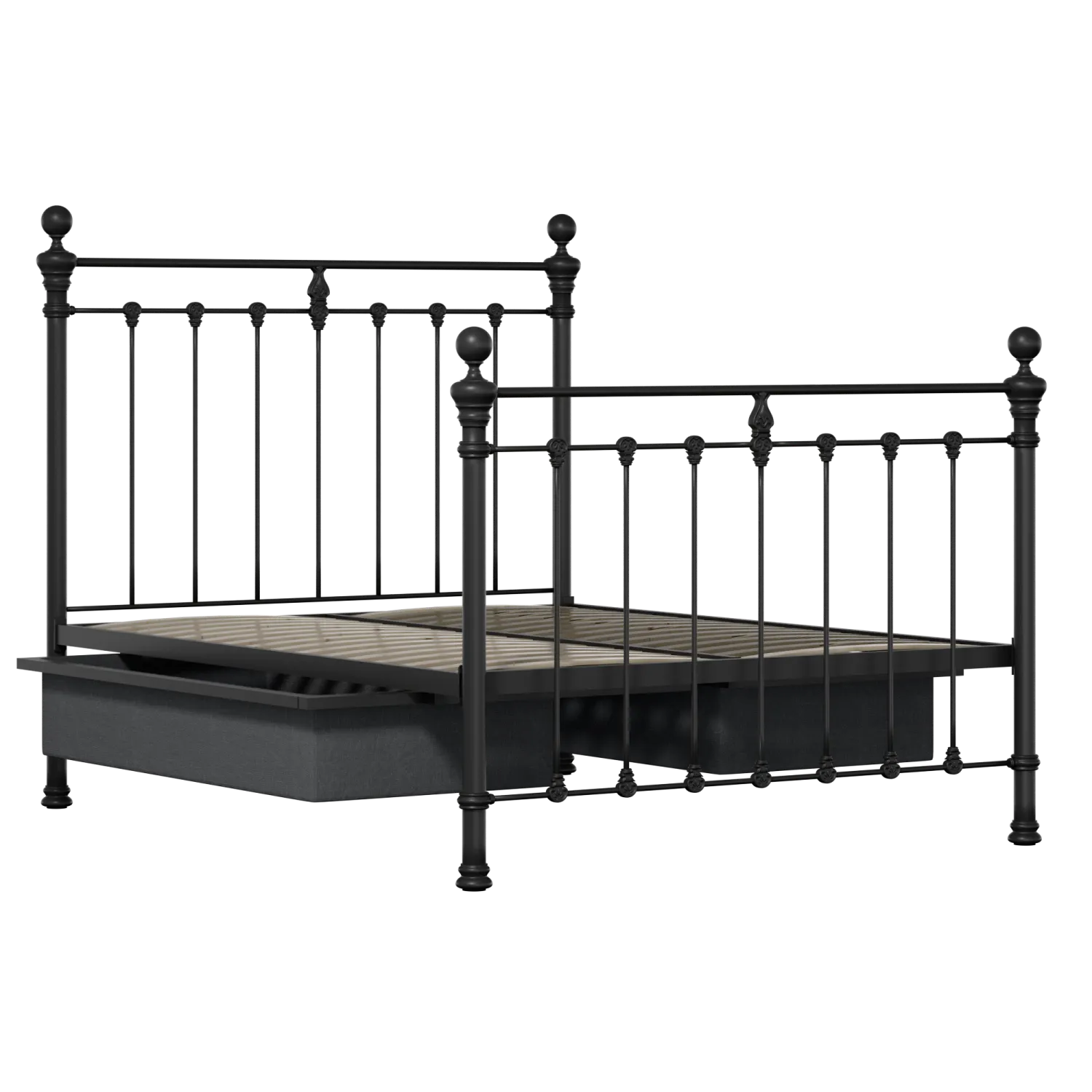 Hamilton Solo ijzeren bed in zwart met lades