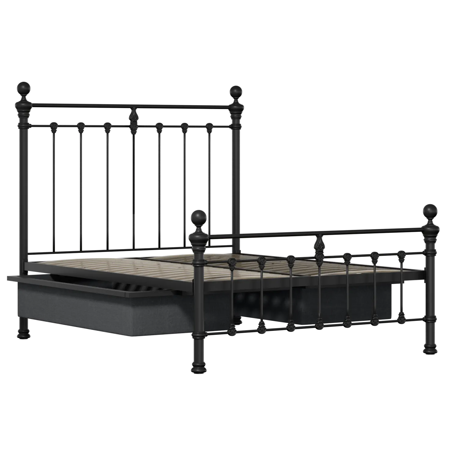 Hamilton Solo Low Footend letto in metallo nero con cassetti