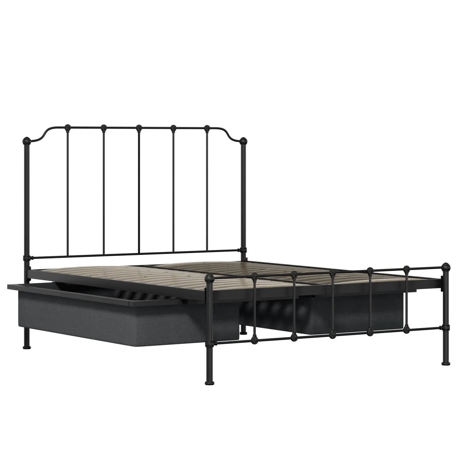 Julia iron/metal bed in black with drawers