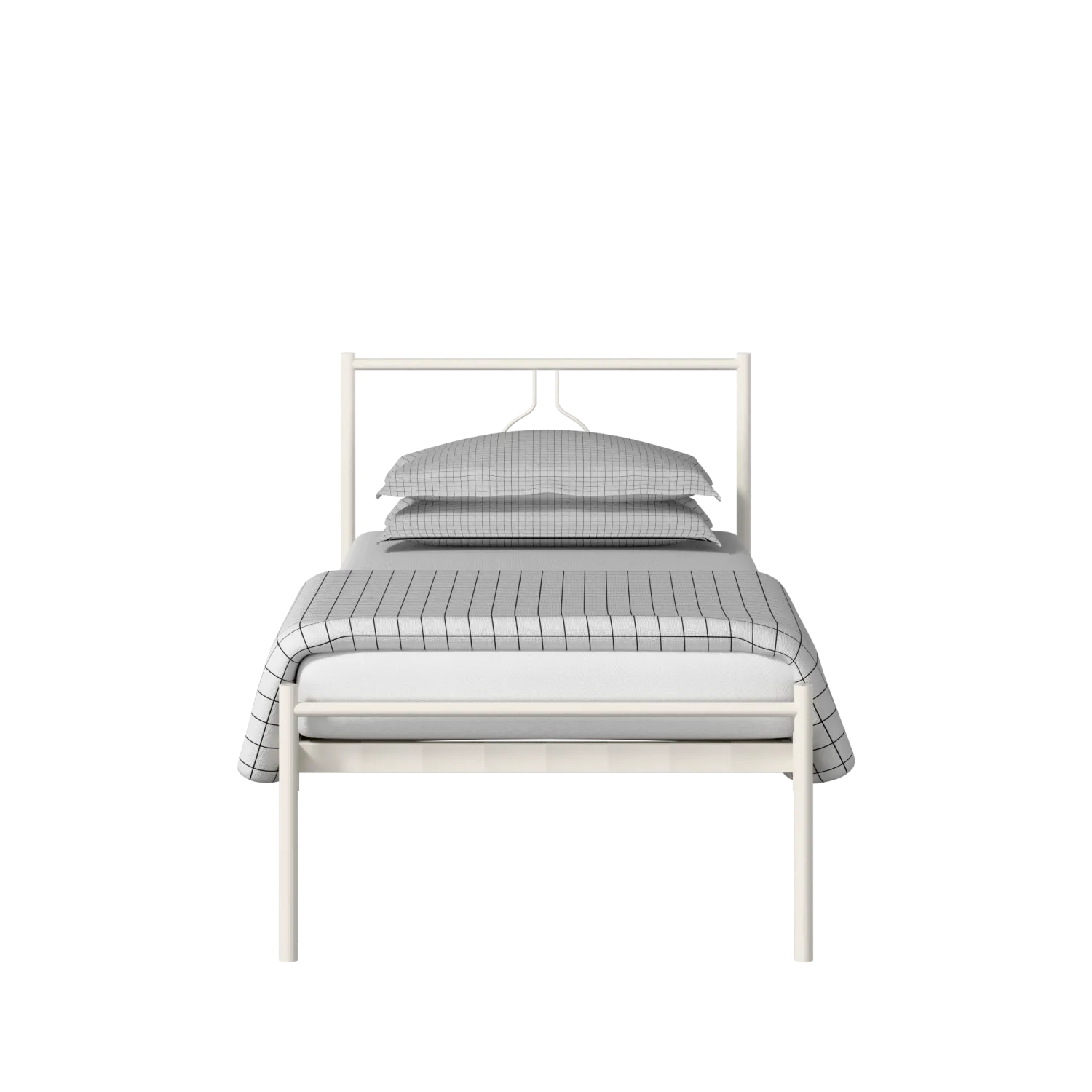 Meiji cama individual de metal en crema