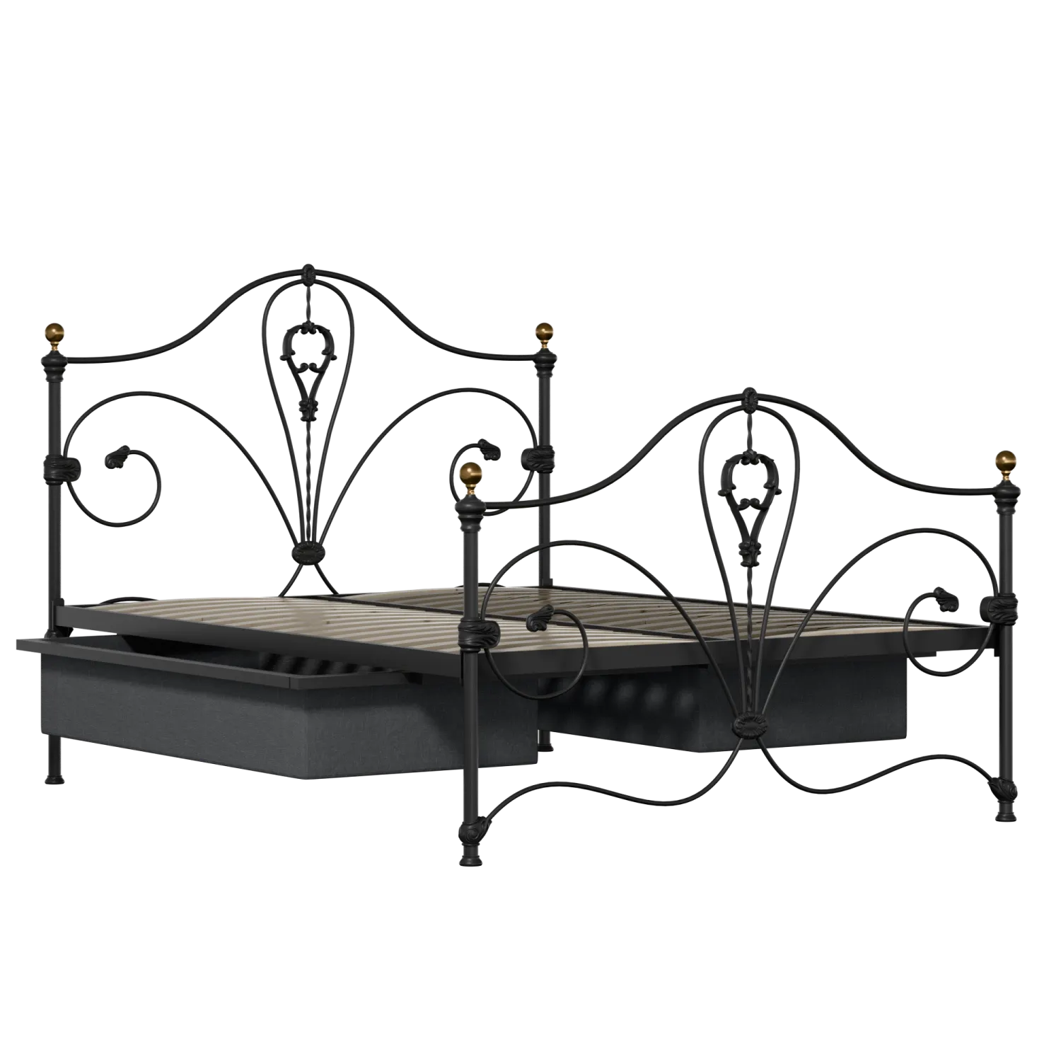Melrose Metallbett in Schwarz mit Schubladen