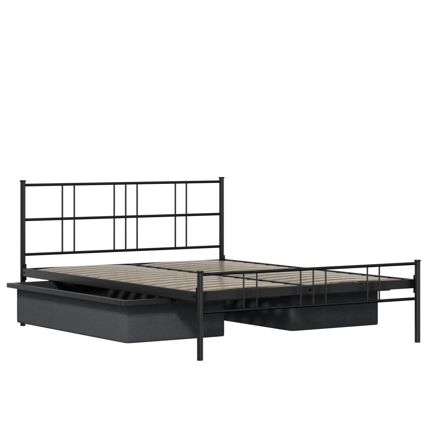 Mortlake ijzeren bed in zwart met lades
