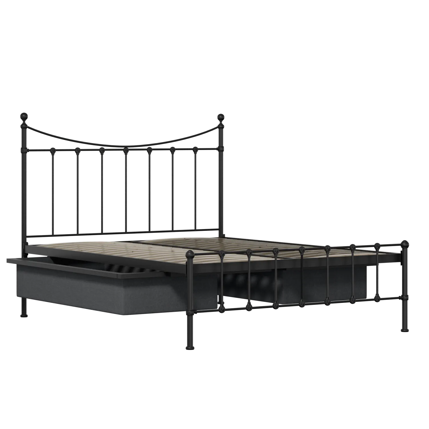 Olivia iron/metal bed in black with drawers