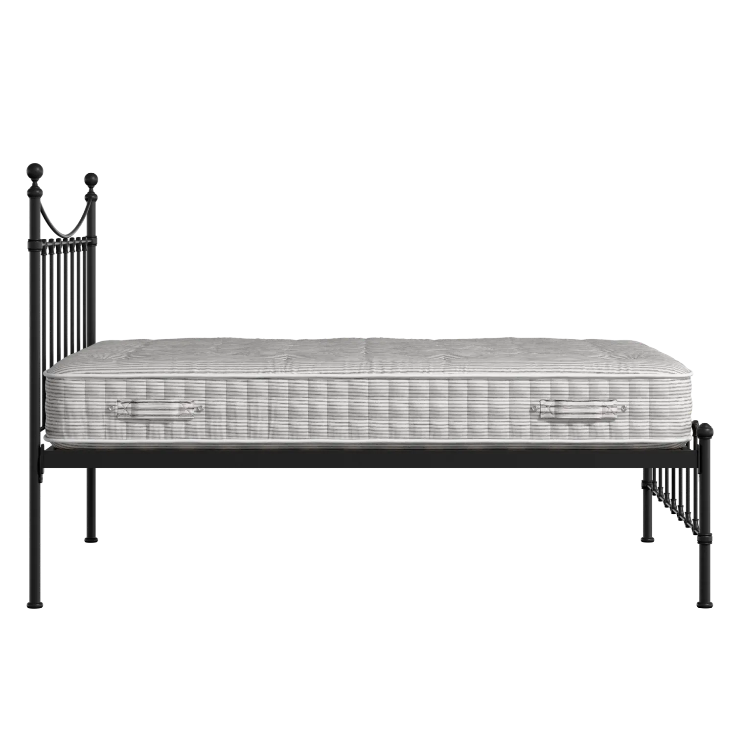 Olivia iron/metal bed in black with Juno mattress