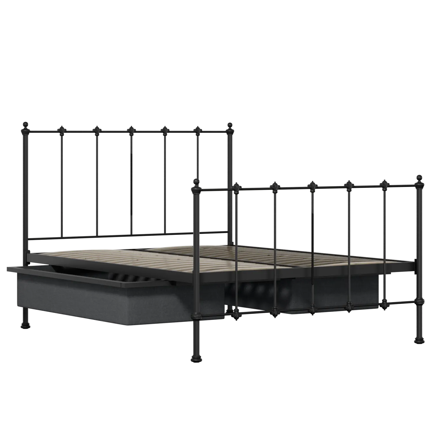 Paris ijzeren bed in zwart met lades