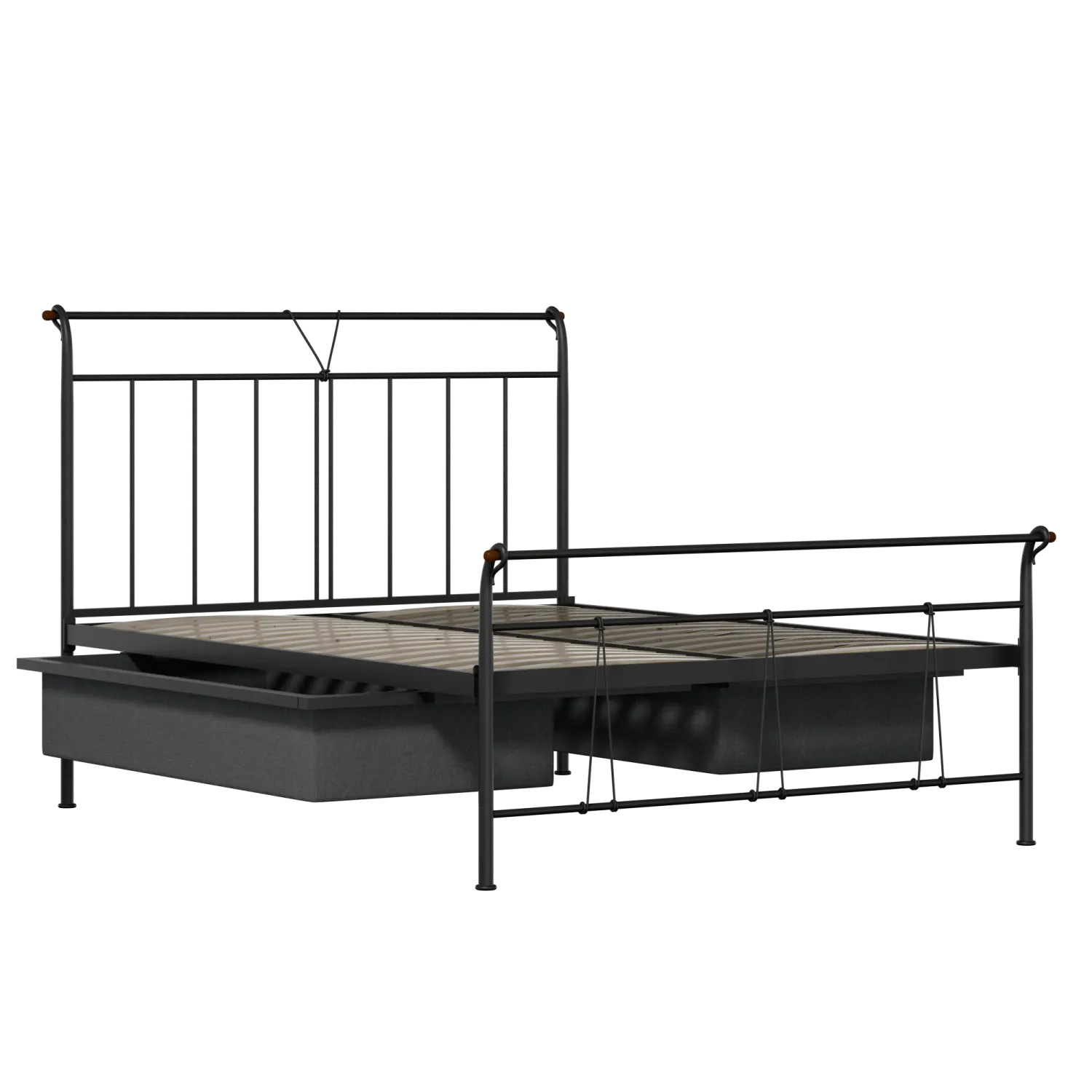 Pellini cama de metal en negro con cajones