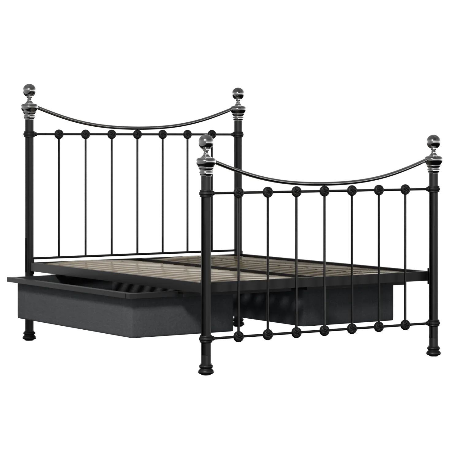 Selkirk Chromo iron/metal bed in black with drawers