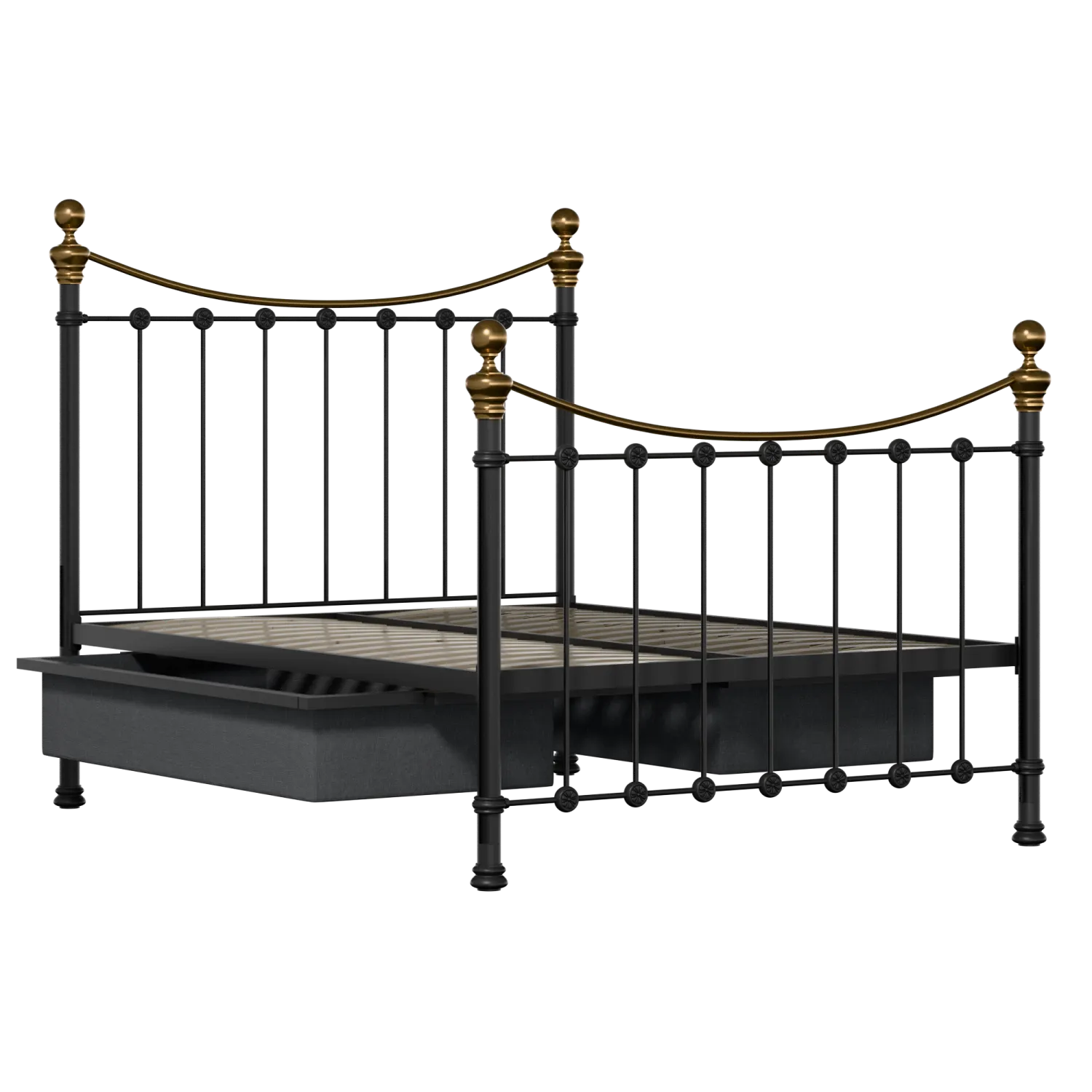 Selkirk iron/metal bed in black with drawers