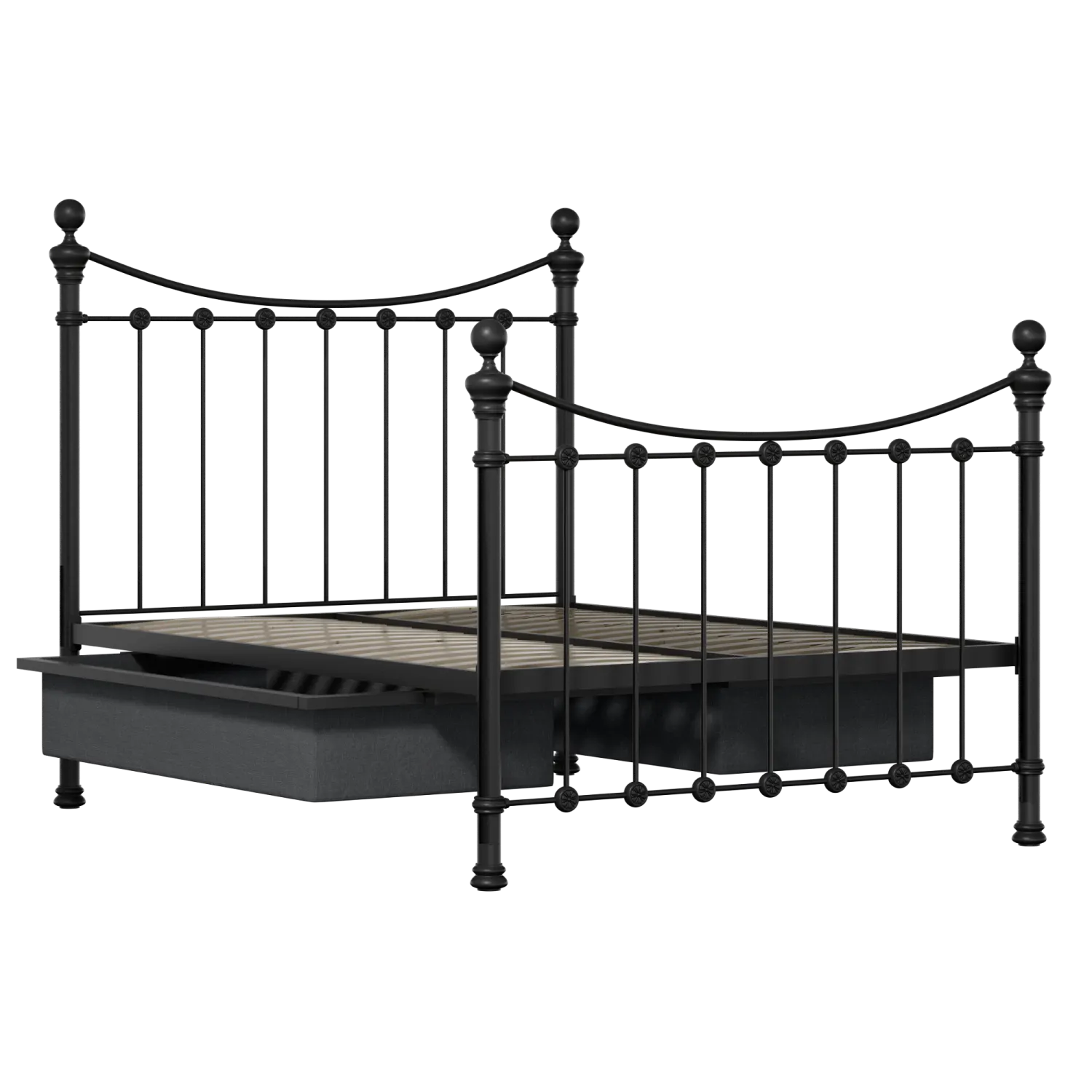 Selkirk Solo Metallbett in Schwarz mit Schubladen