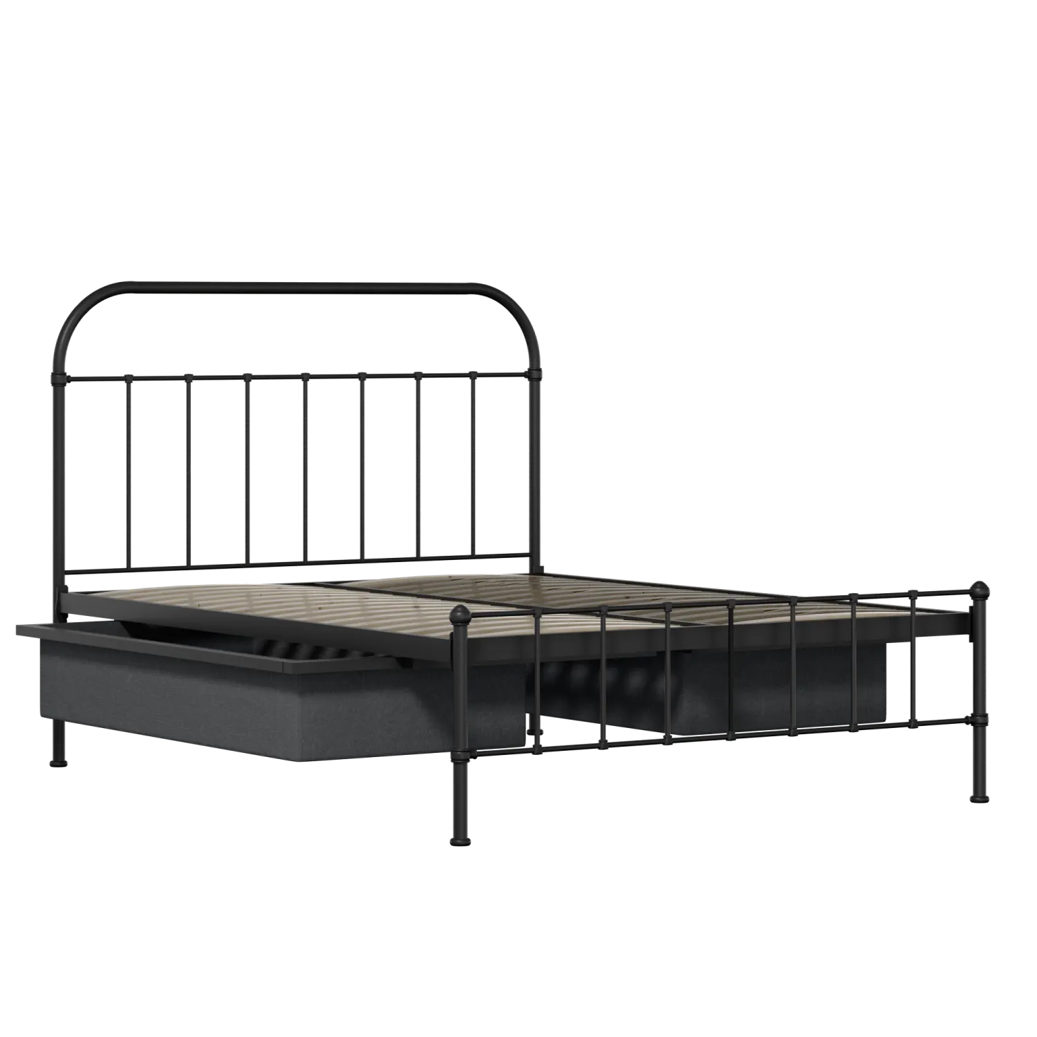 Solomon iron/metal bed in black with drawers