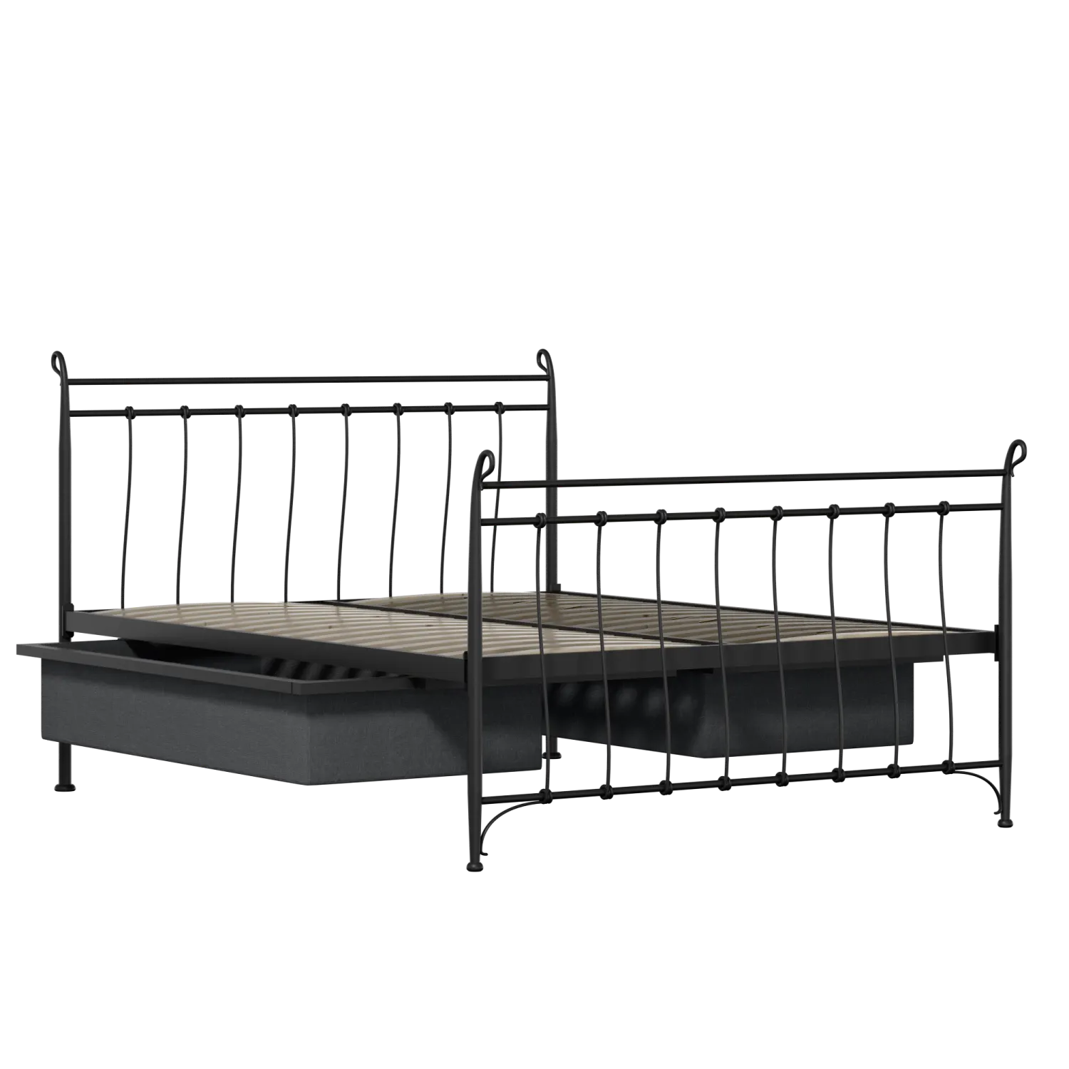 Tiffany iron/metal bed in black with drawers