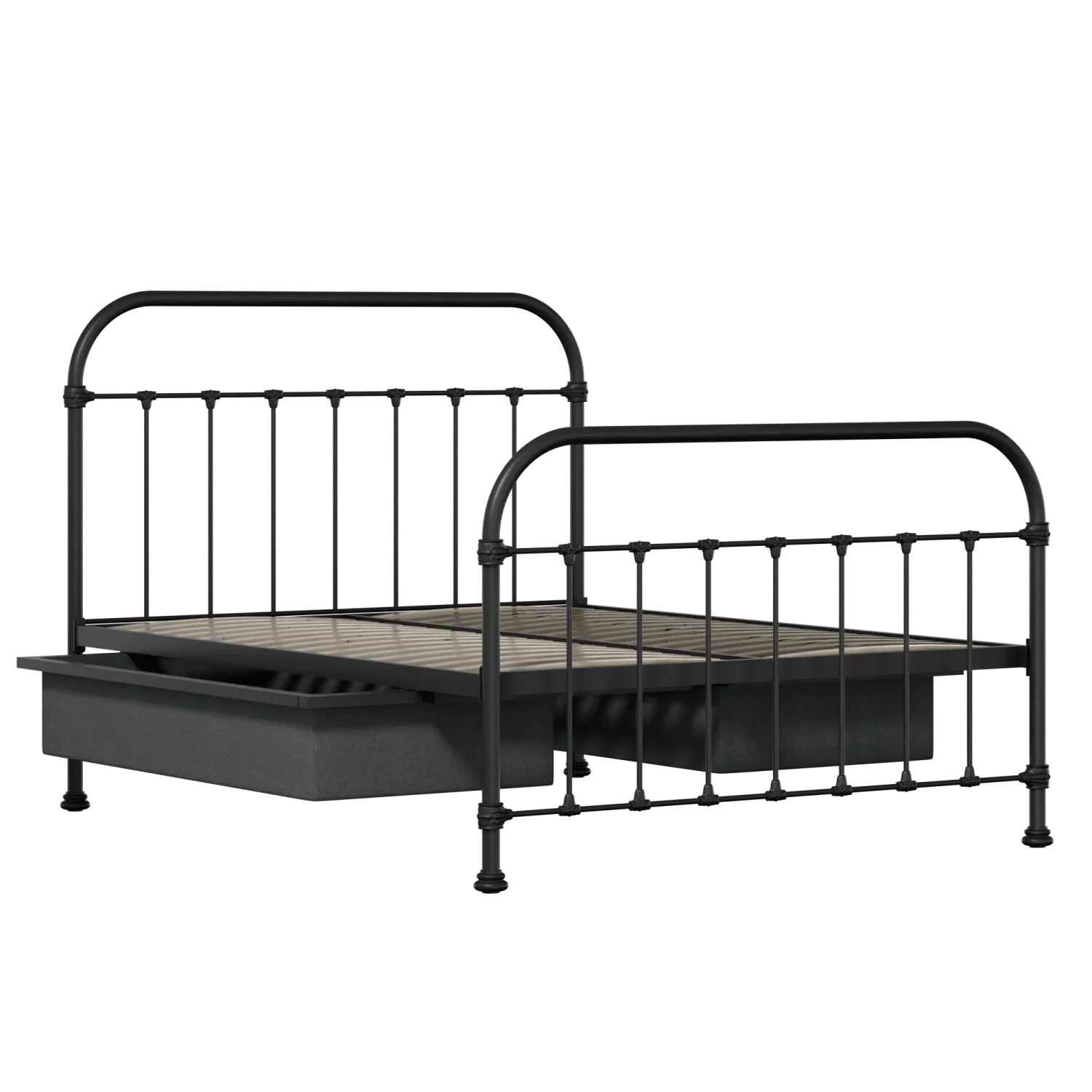 Timolin iron/metal bed in black with drawers