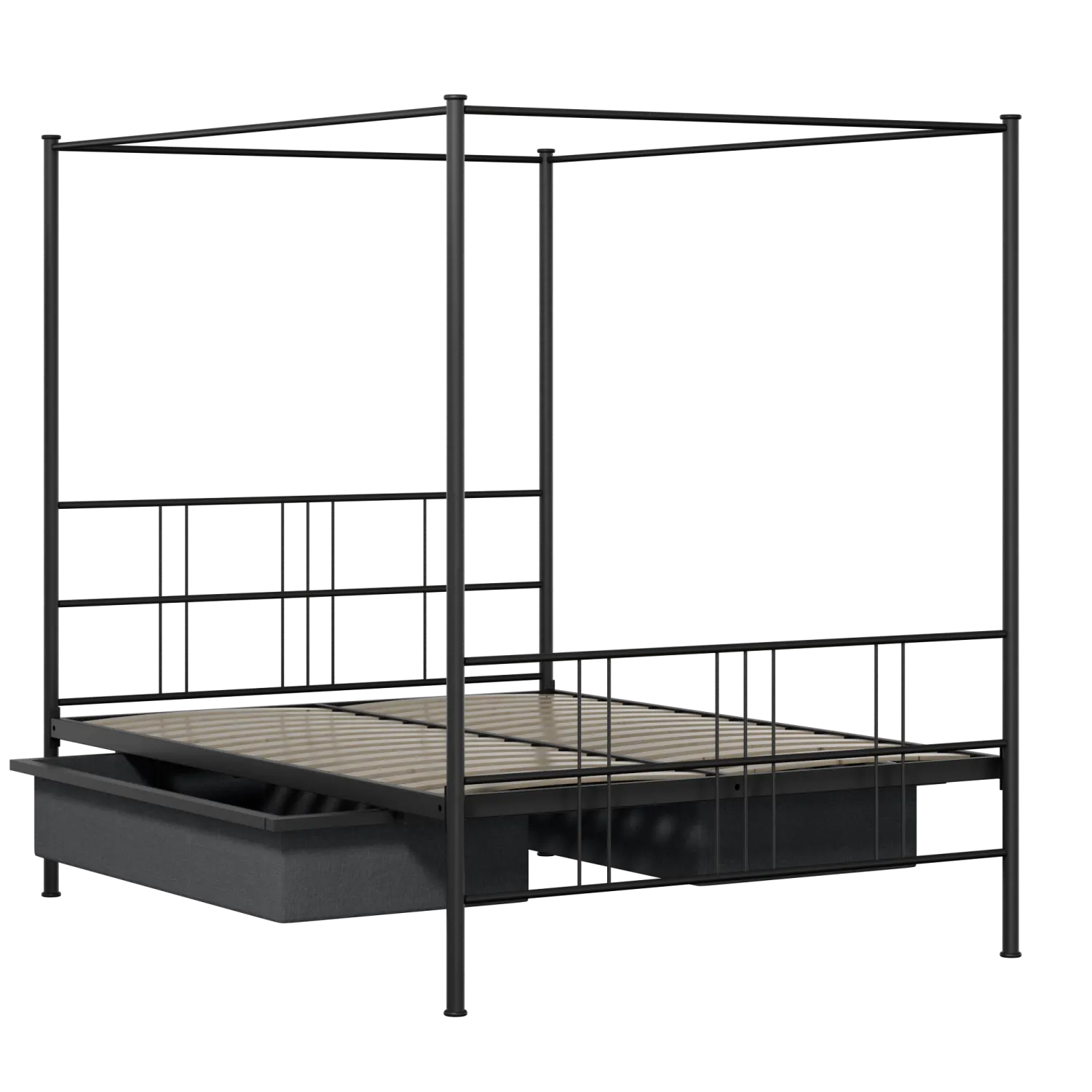 Toulon lit en métal noir avec tiroirs