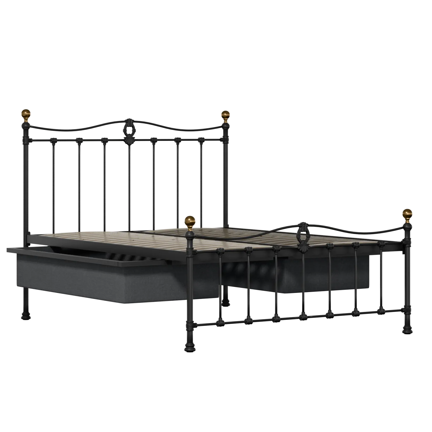 Tulsk Low Footend Metallbett in Schwarz mit Schubladen