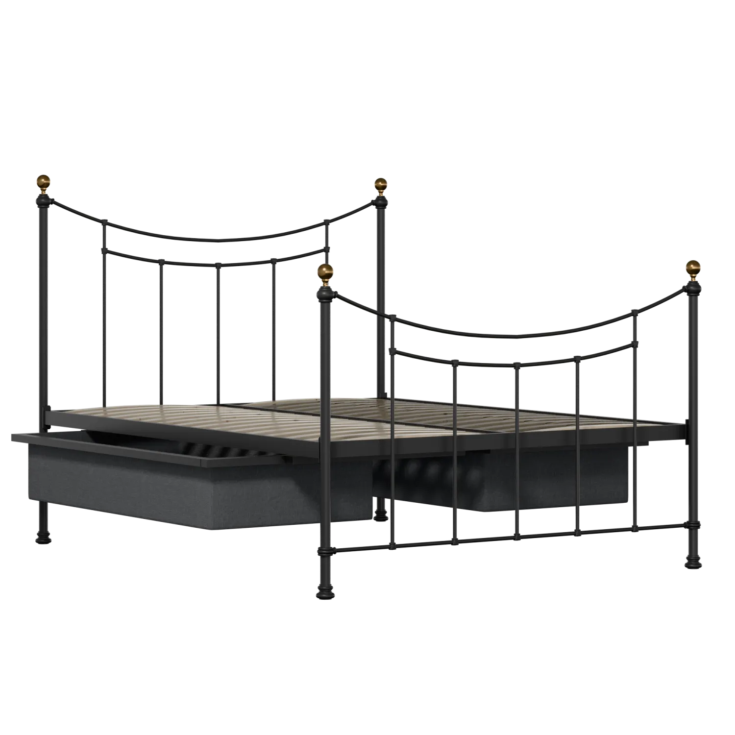 Virginia iron/metal bed in black with drawers