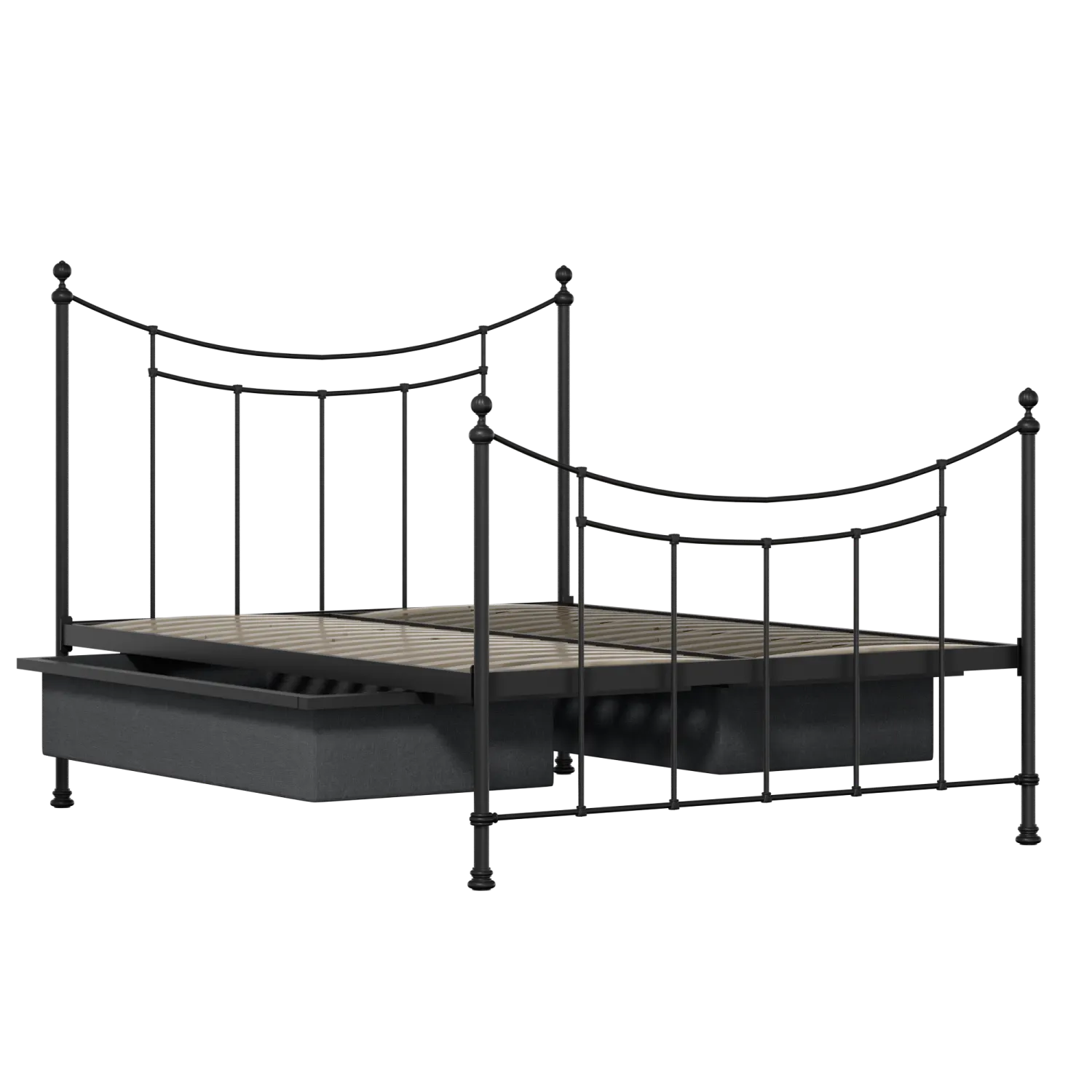 Winchester iron/metal bed in black with drawers