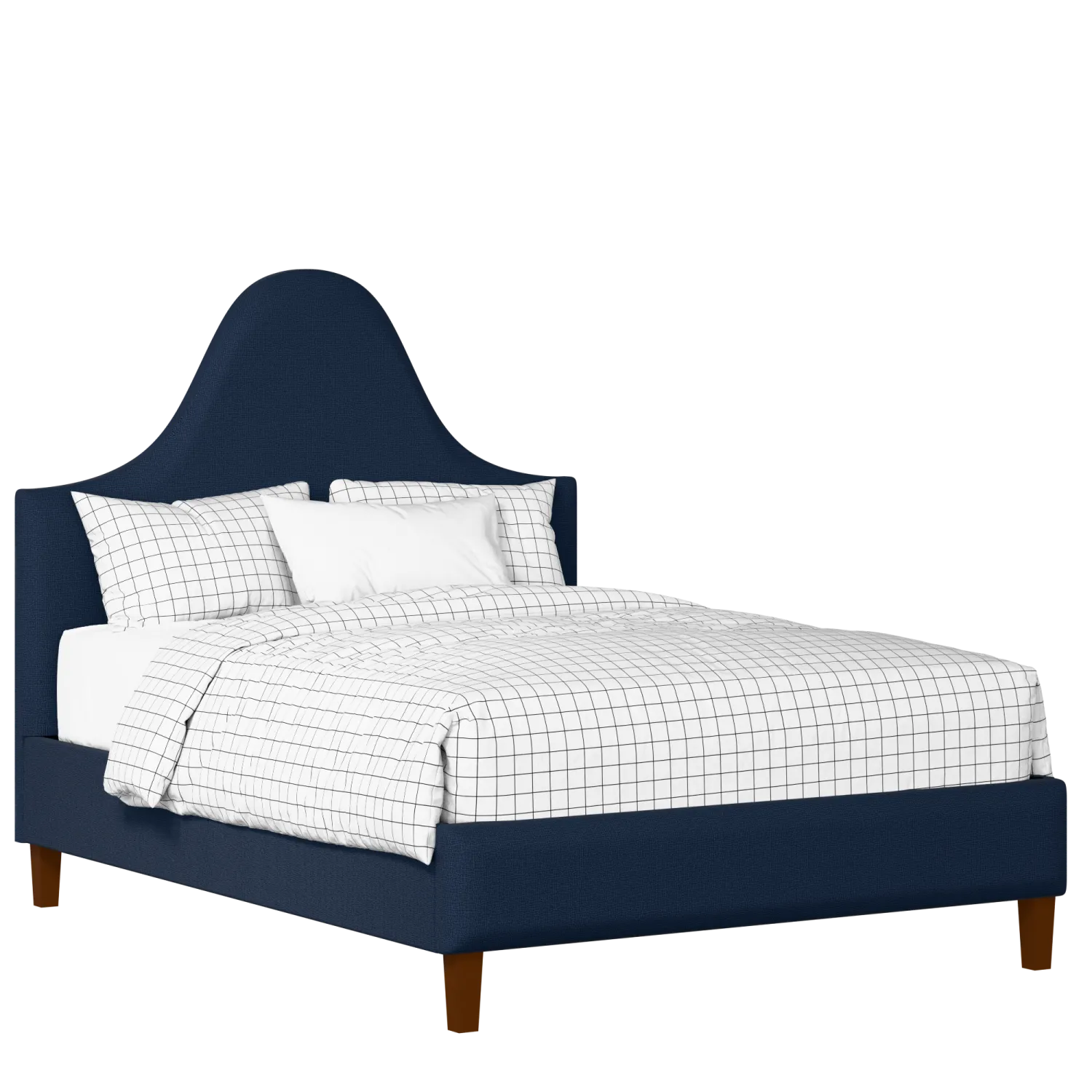 Beverley upholstered bed in oxford blue fabric