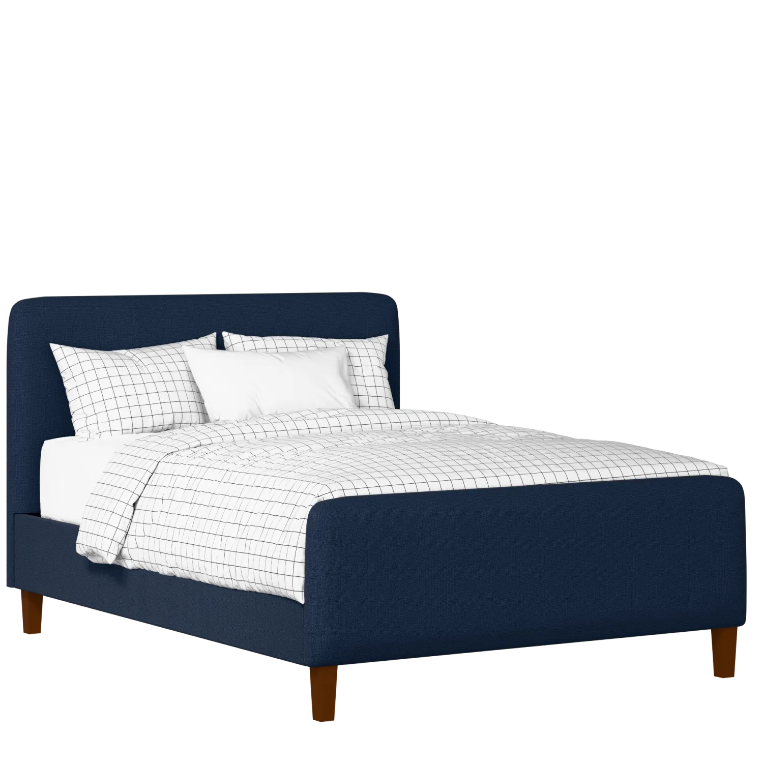 Broughton upholstered bed in oxford blue fabric