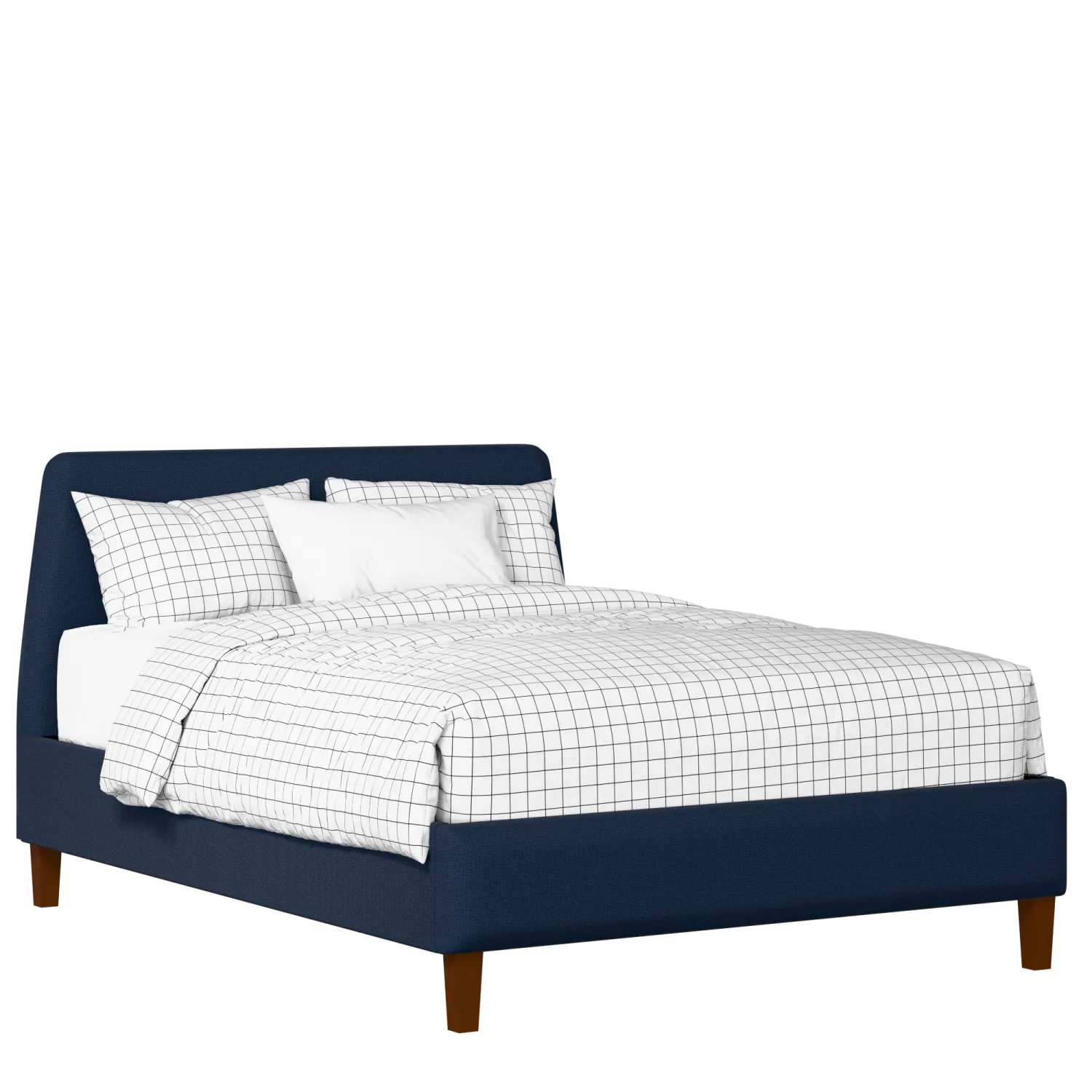Hanwell Slim upholstered bed in oxford blue fabric