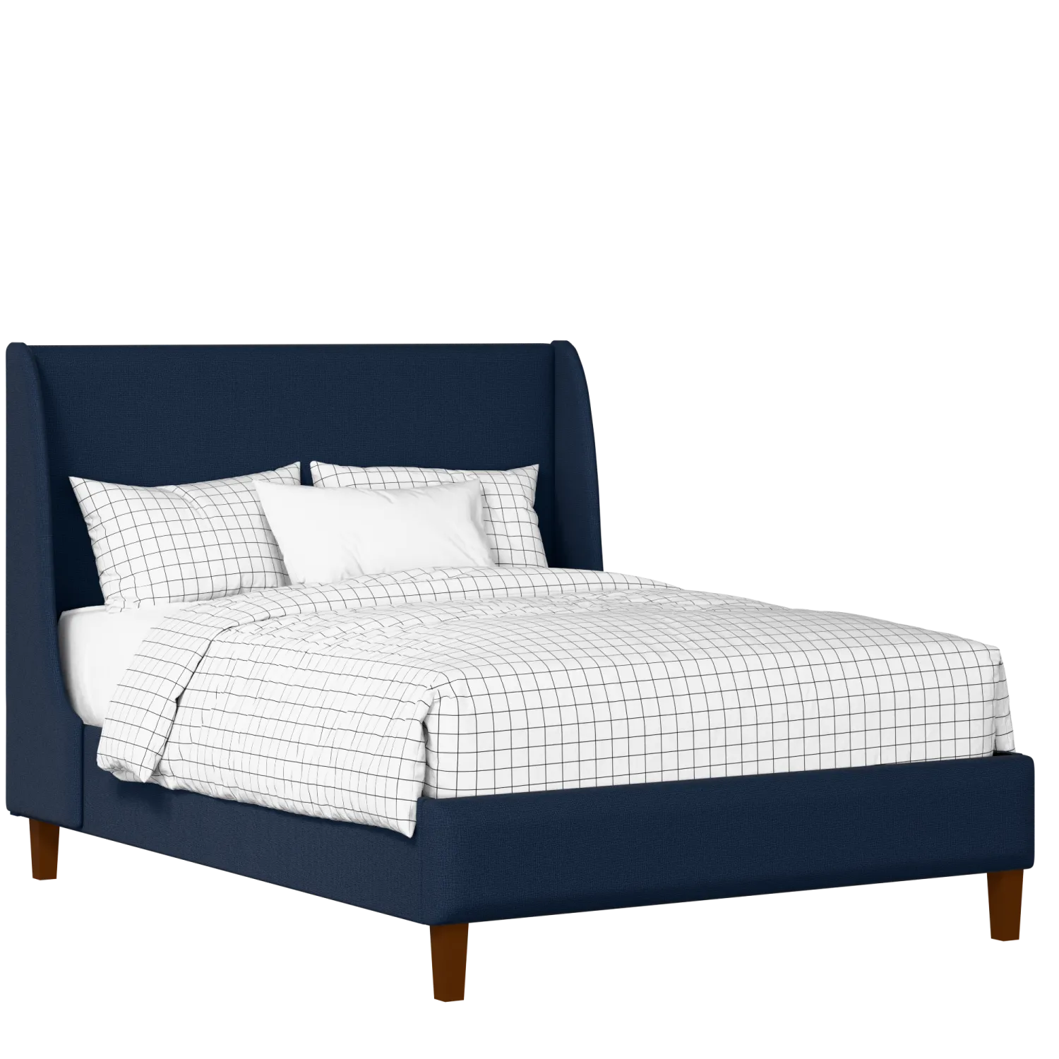 Holywell upholstered bed in oxford blue fabric